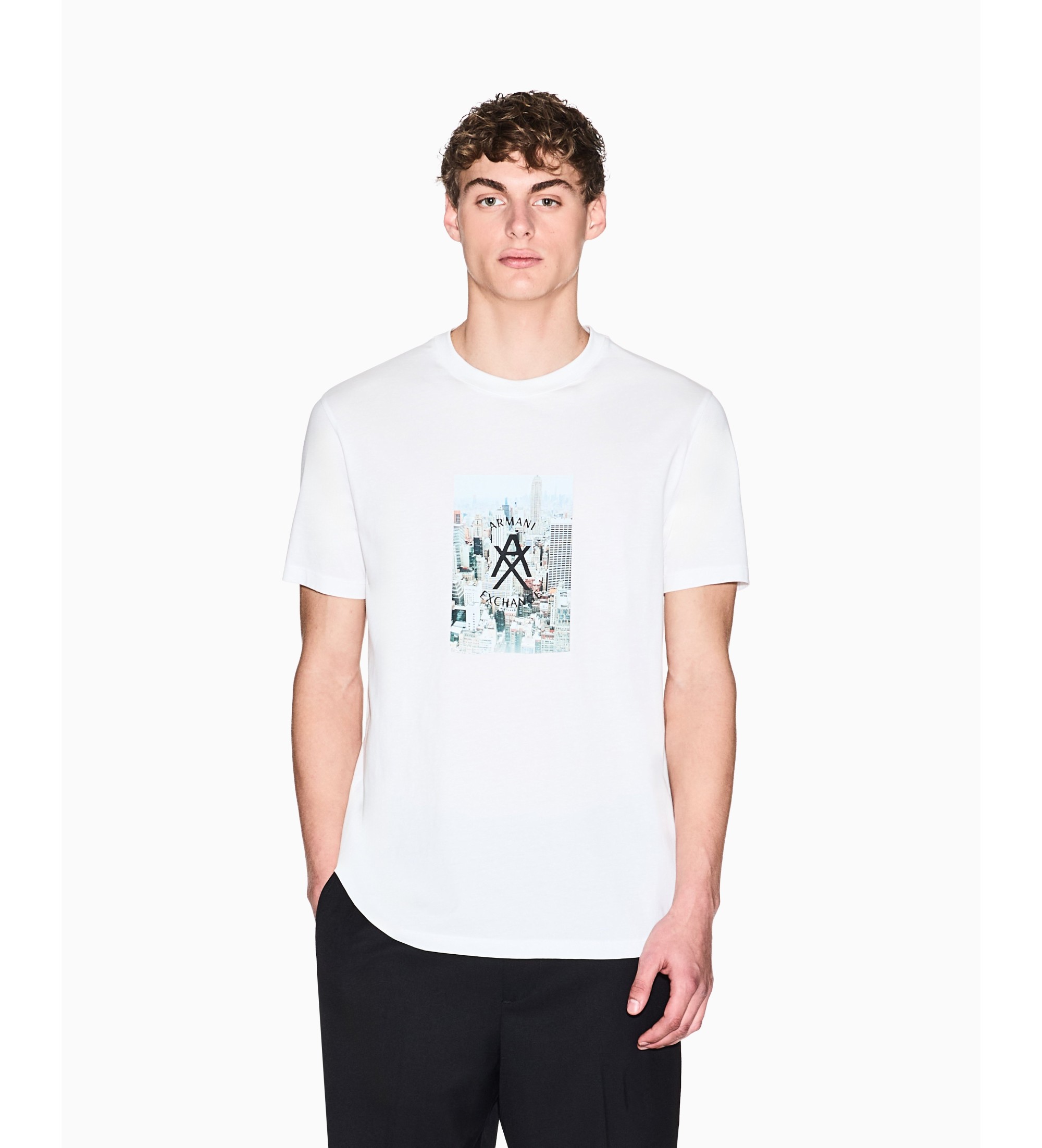 A|X Armani Exchange für Herren. XM002214AF10356U0009 Lässiges Premium-T-Shirt weiß (S), Baumwolle, Kurzarm