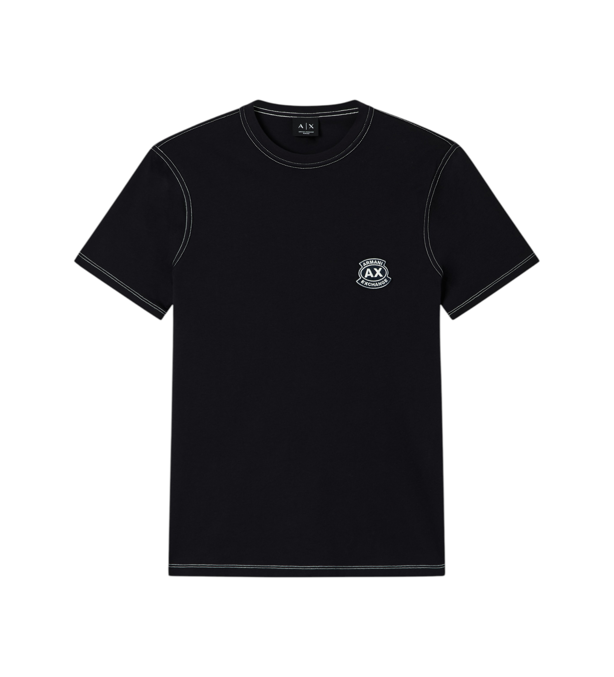 A|X Armani Exchange für Herren. XM002455AF10358UB101 Logo-T-Shirt blau (L), Weiß, Lässig, Baumwolle, Kurzarm
