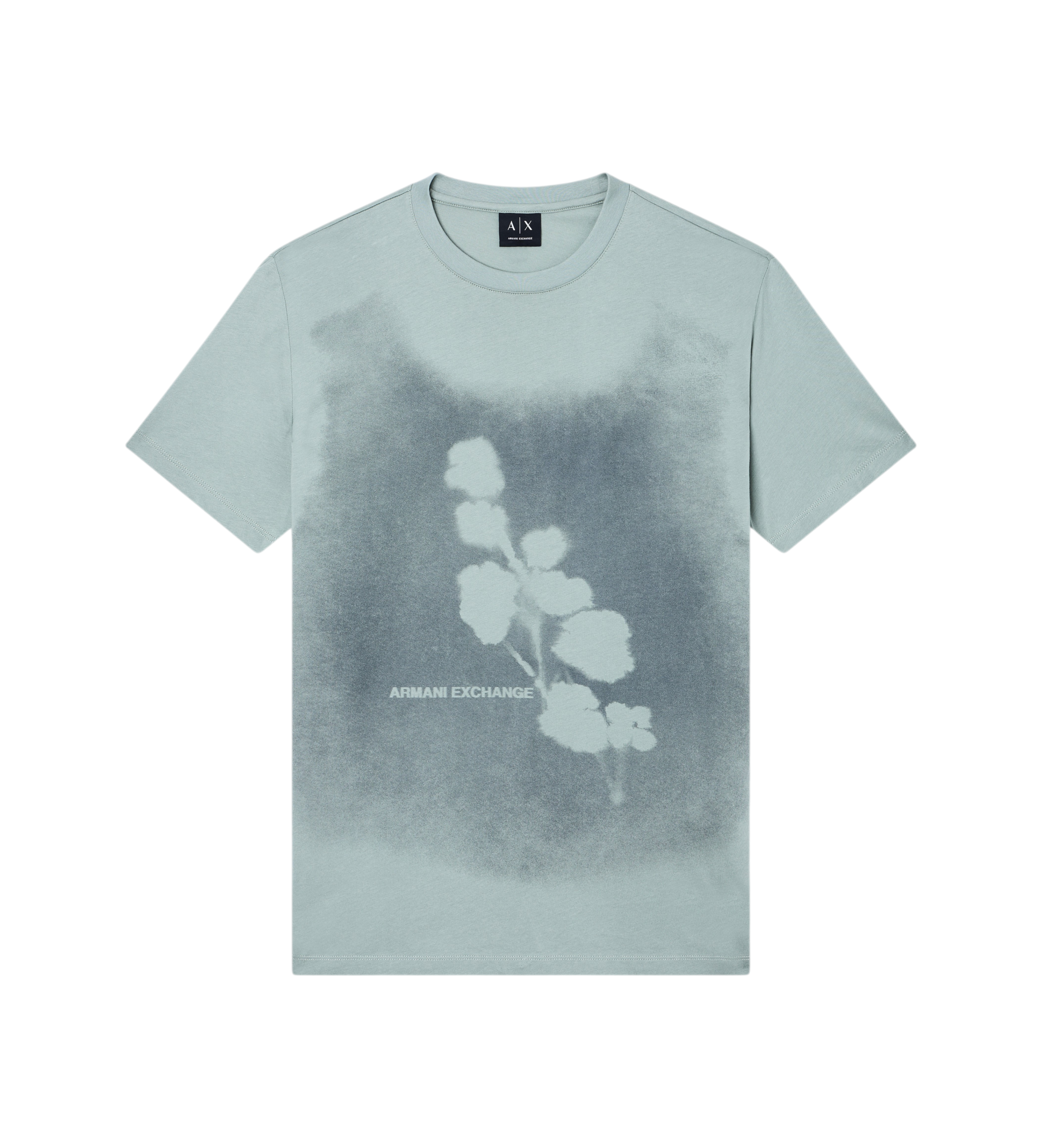 A|X Armani Exchange für Herren. XM002479AF10358U7210 Blau bedrucktes T-shirt (L), Lässig, Baumwolle, Kurzarm