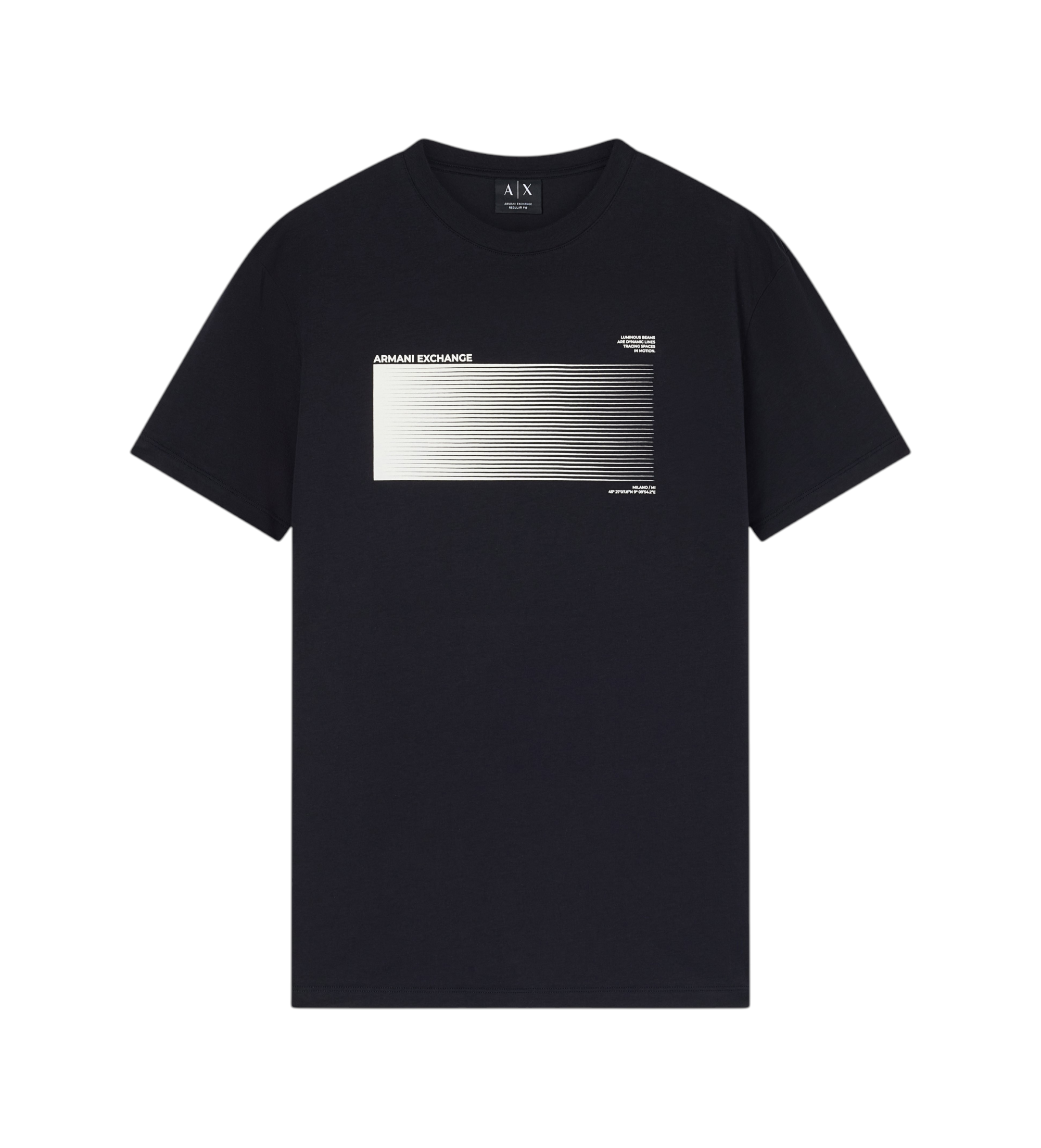 A|X Armani Exchange für Herren. XM002520AF10334UB101 Blau bedrucktes T-shirt (S), Lässig, Baumwolle, Kurzarm