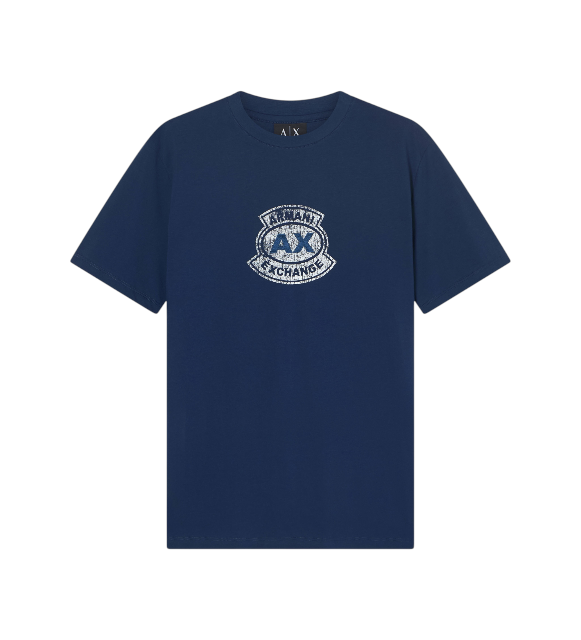 A|X Armani Exchange für Herren. XM002776AF10356UB096 Logo-T-Shirt blau (L), Weiß, Lässig, Baumwolle, Kurzarm