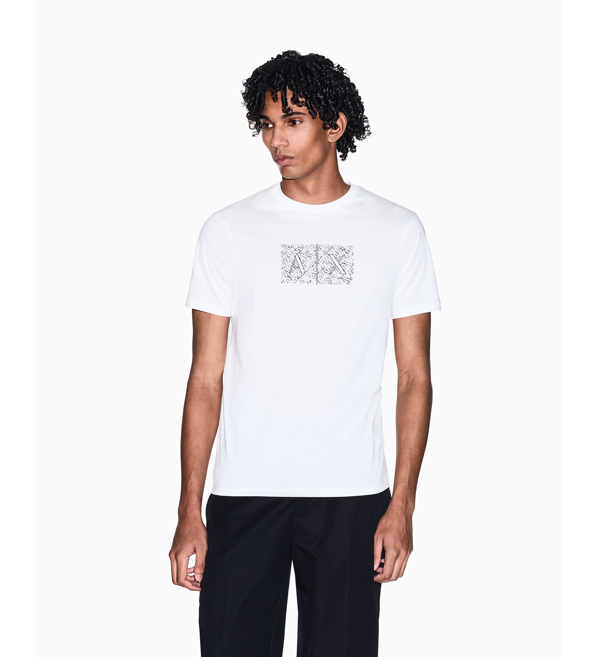 A|X Armani Exchange für Herren. XM002784AF10356U0009 Weißes T-Shirt mit schmaler Passform (XXL), Lässig, Baumwolle, Langarm