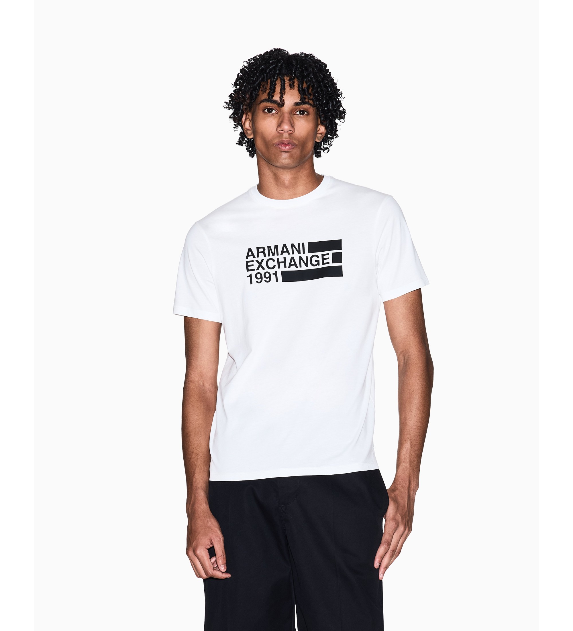 A|X Armani Exchange für Herren. XM002788AF10356U0009 Logo-T-Shirt weiß (M), Lässig, Baumwolle, Kurzarm