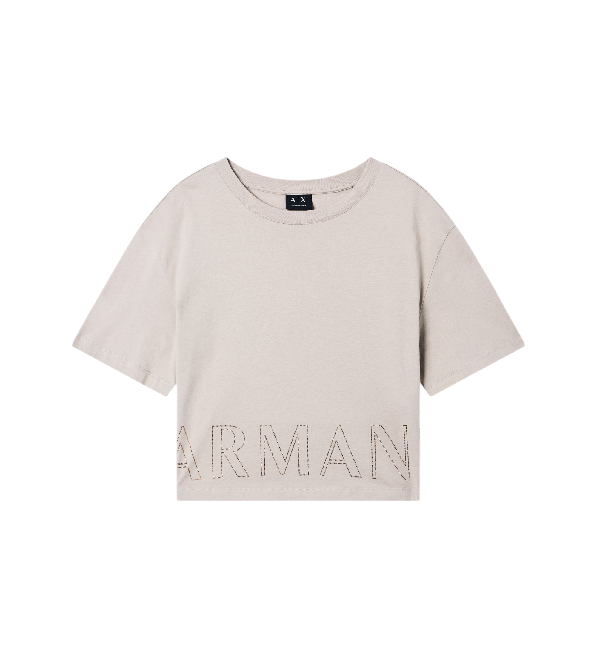 A|X Armani Exchange für Damen. XW001709AF17172U6223 Gekürztes Bling-T-Shirt weiß (S), Lässig, Baumwolle, Kurzarm