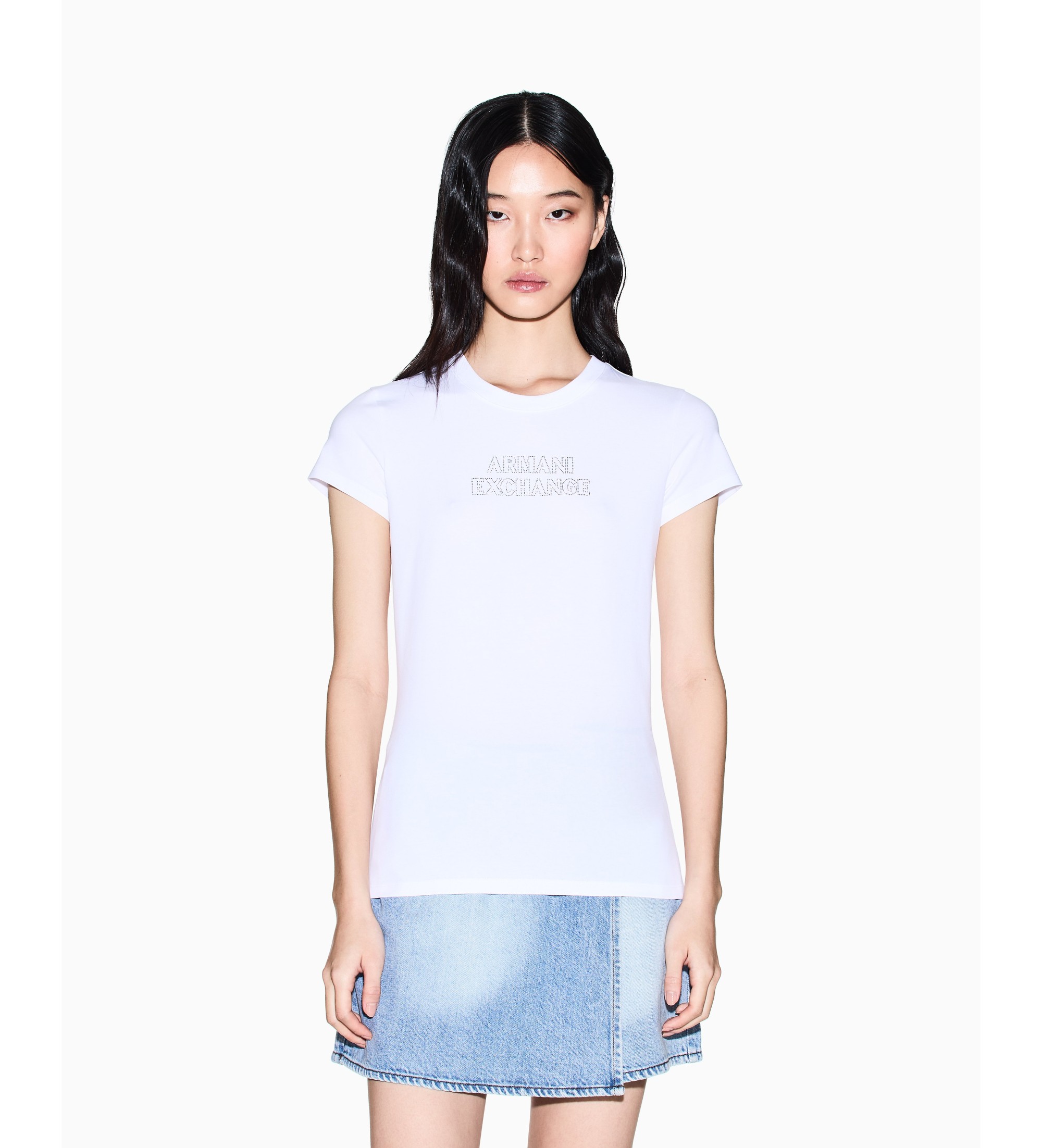 A|X Armani Exchange für Damen. XW002293AF17173U0002 Premium-T-Shirt weiß (S), Lässig, Baumwolle, Kurzarm