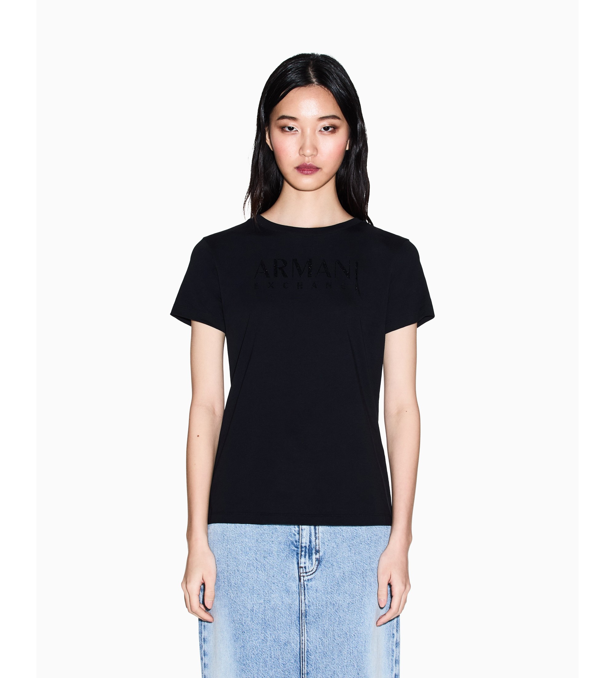 A|X Armani Exchange für Damen. XW002294AF17172UC001 Freizeit-T-Shirt schwarz (S), Lässig, Baumwolle, Kurzarm