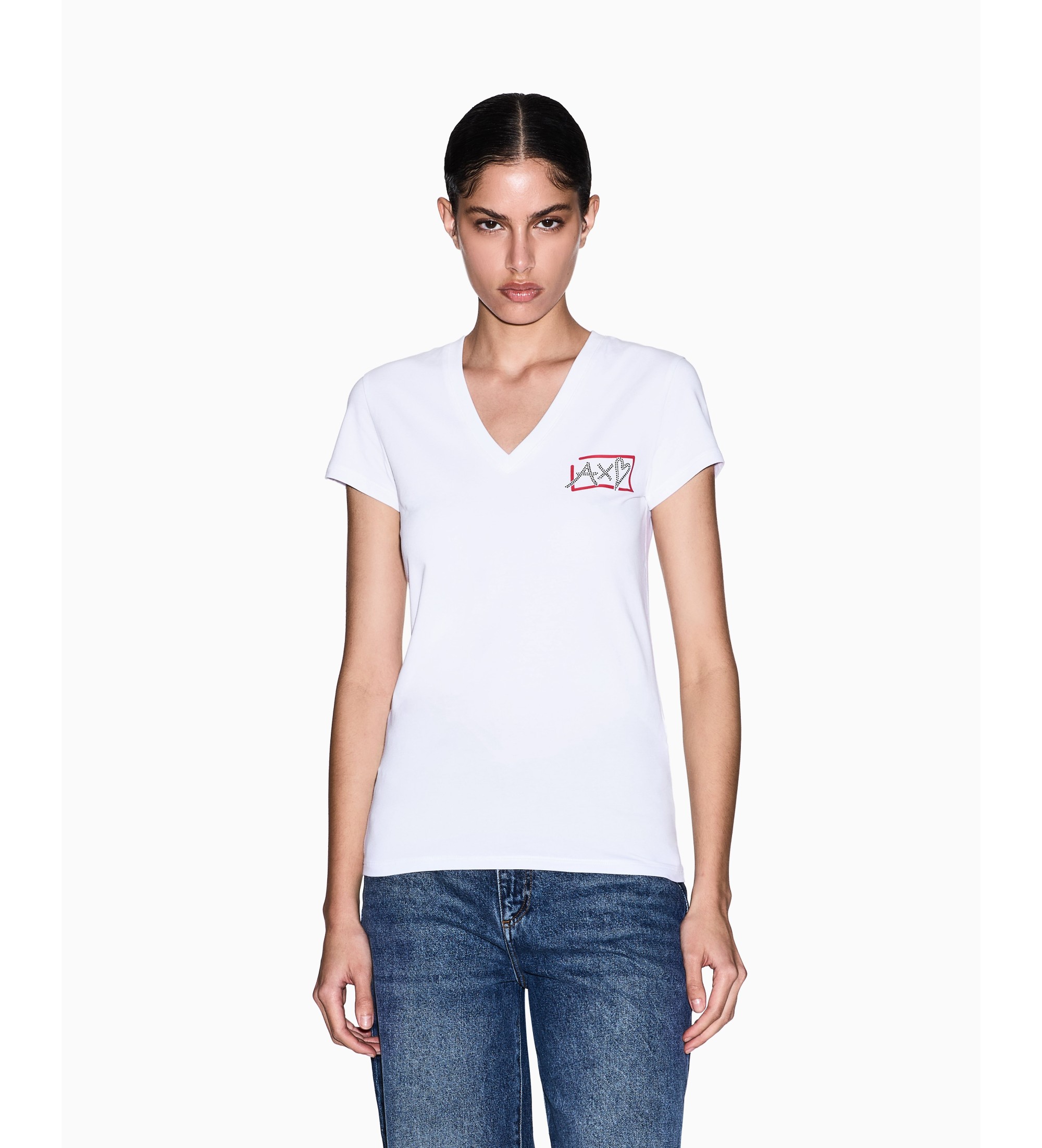 A|X Armani Exchange für Damen. XW002318AF16294U0002 T-Shirt weiß (S), Lässig, Baumwolle, Kurzarm