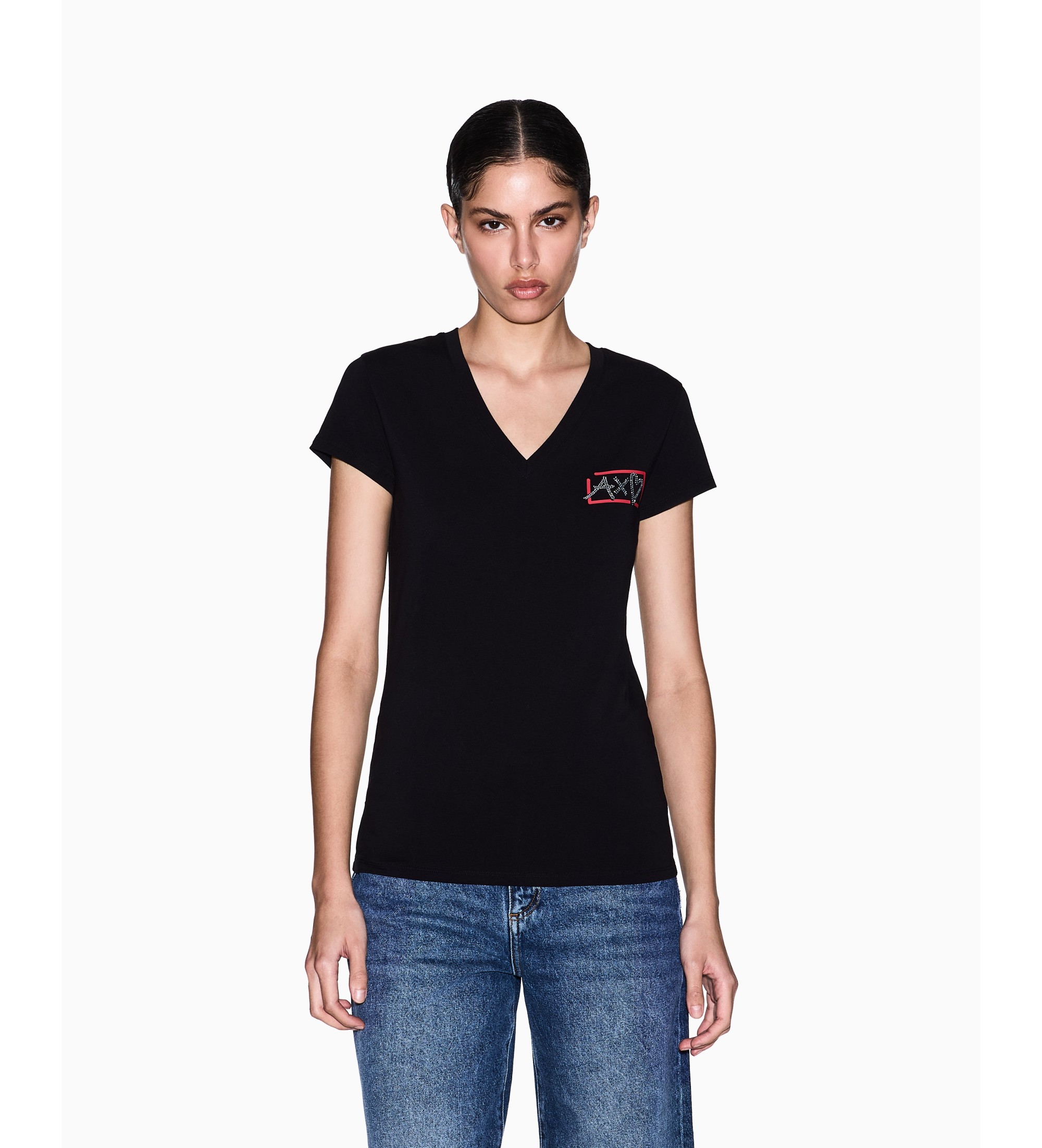 A|X Armani Exchange für Damen. XW002318AF16294UC001 Essential T-shirt schwarz (L), Lässig, Baumwolle, Kurzarm