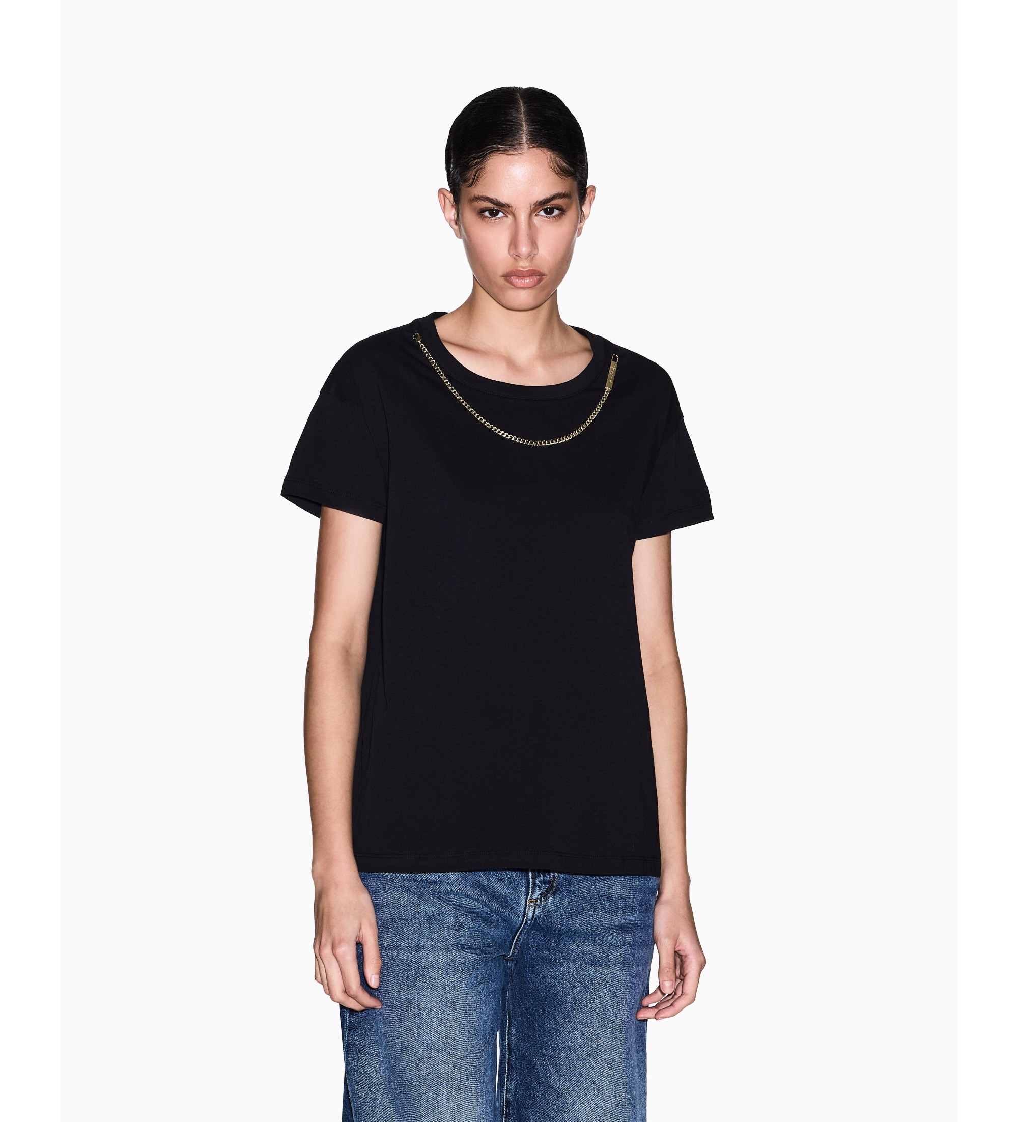 A|X Armani Exchange für Damen. XW002329AF10356UC001 Schwarzes Outfit-T-Shirt (M), Lässig, Baumwolle, Kurzarm
