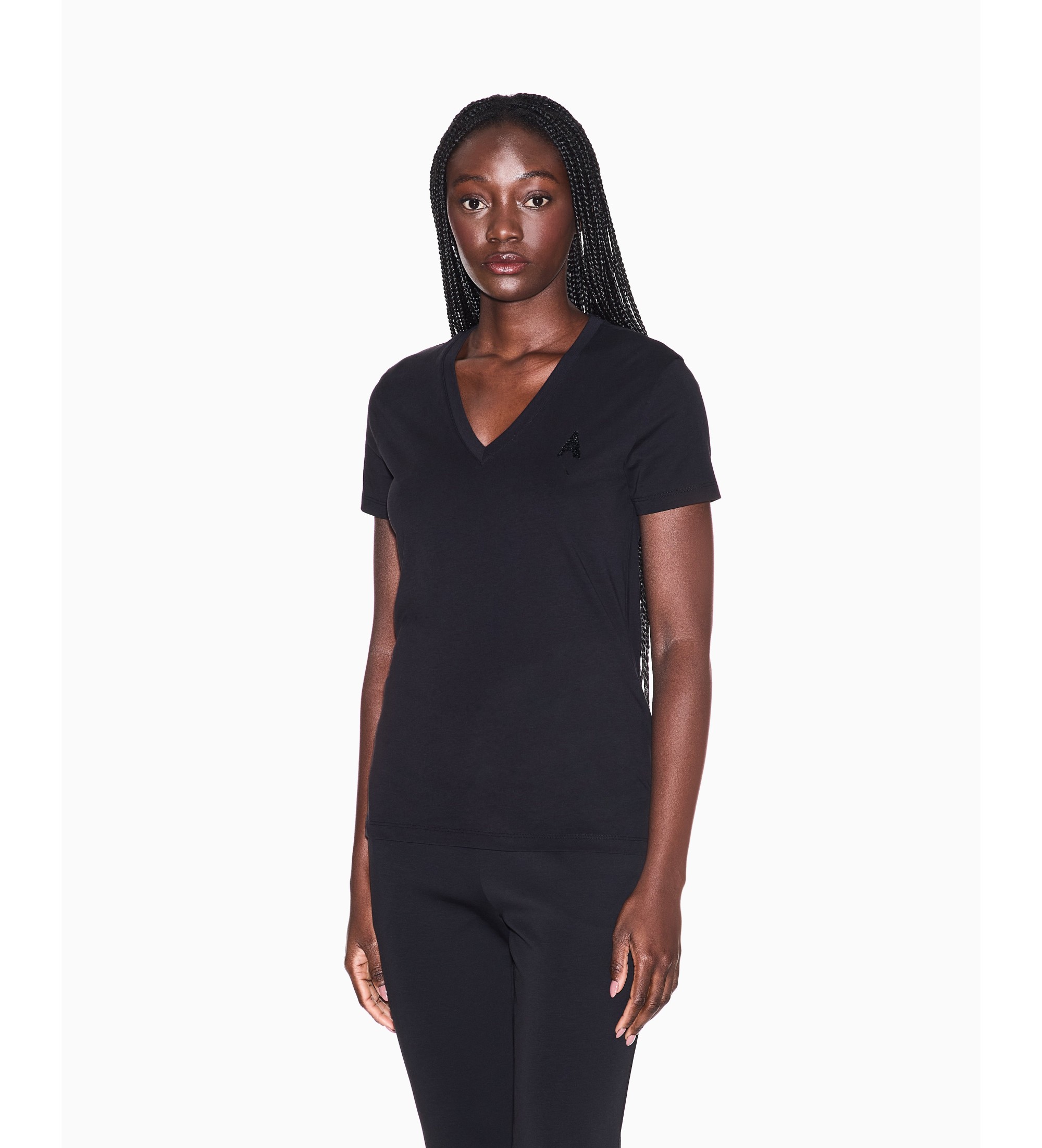 A|X Armani Exchange für Damen. XW002330AF10356UC001 Premium-T-Shirt schwarz (S), Lässig, Baumwolle, Kurzarm