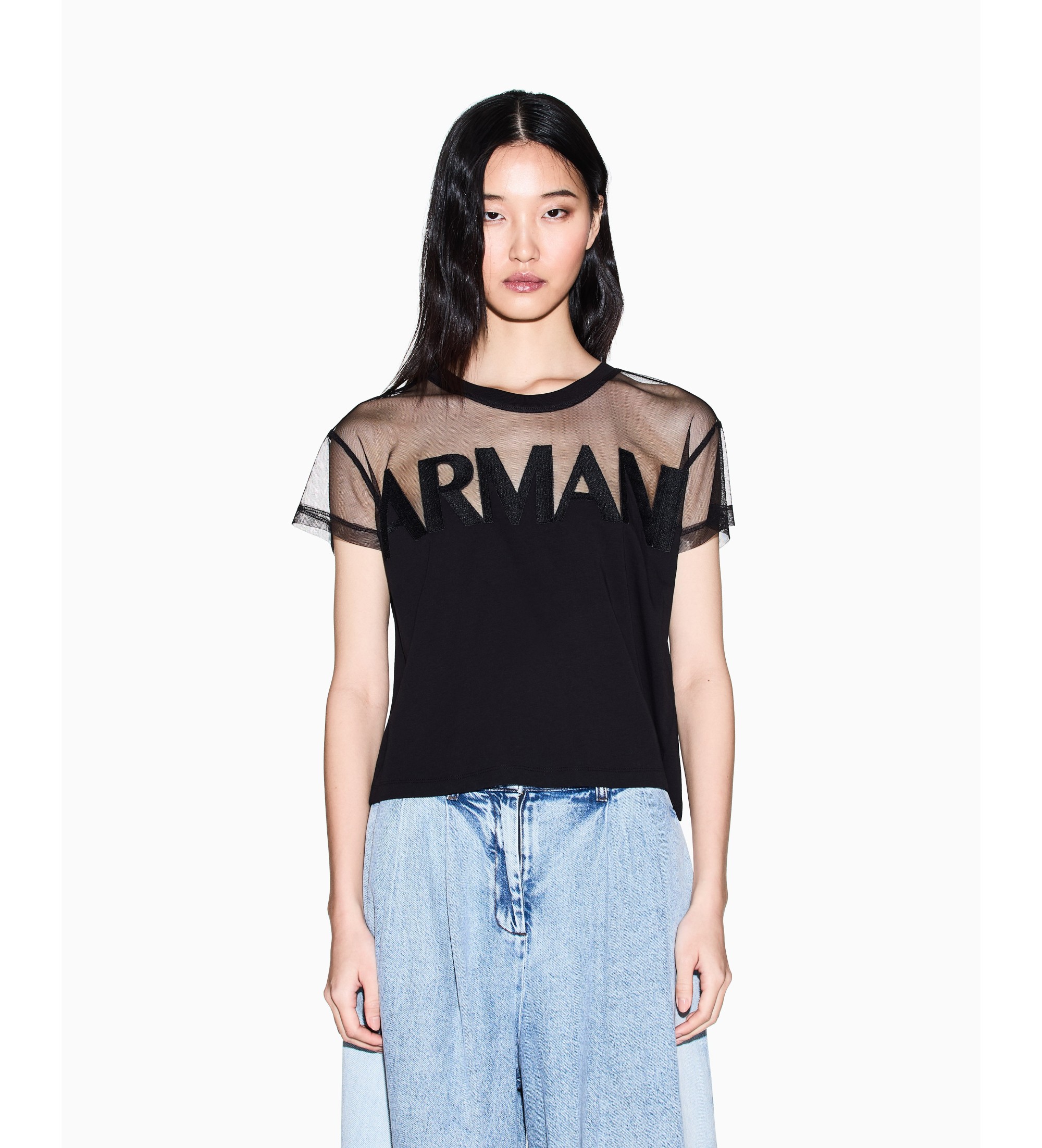 A|X Armani Exchange für Damen. XW002332AF10356UC001 T-Shirt schwarz (M), Lässig, Baumwolle, Kurzarm