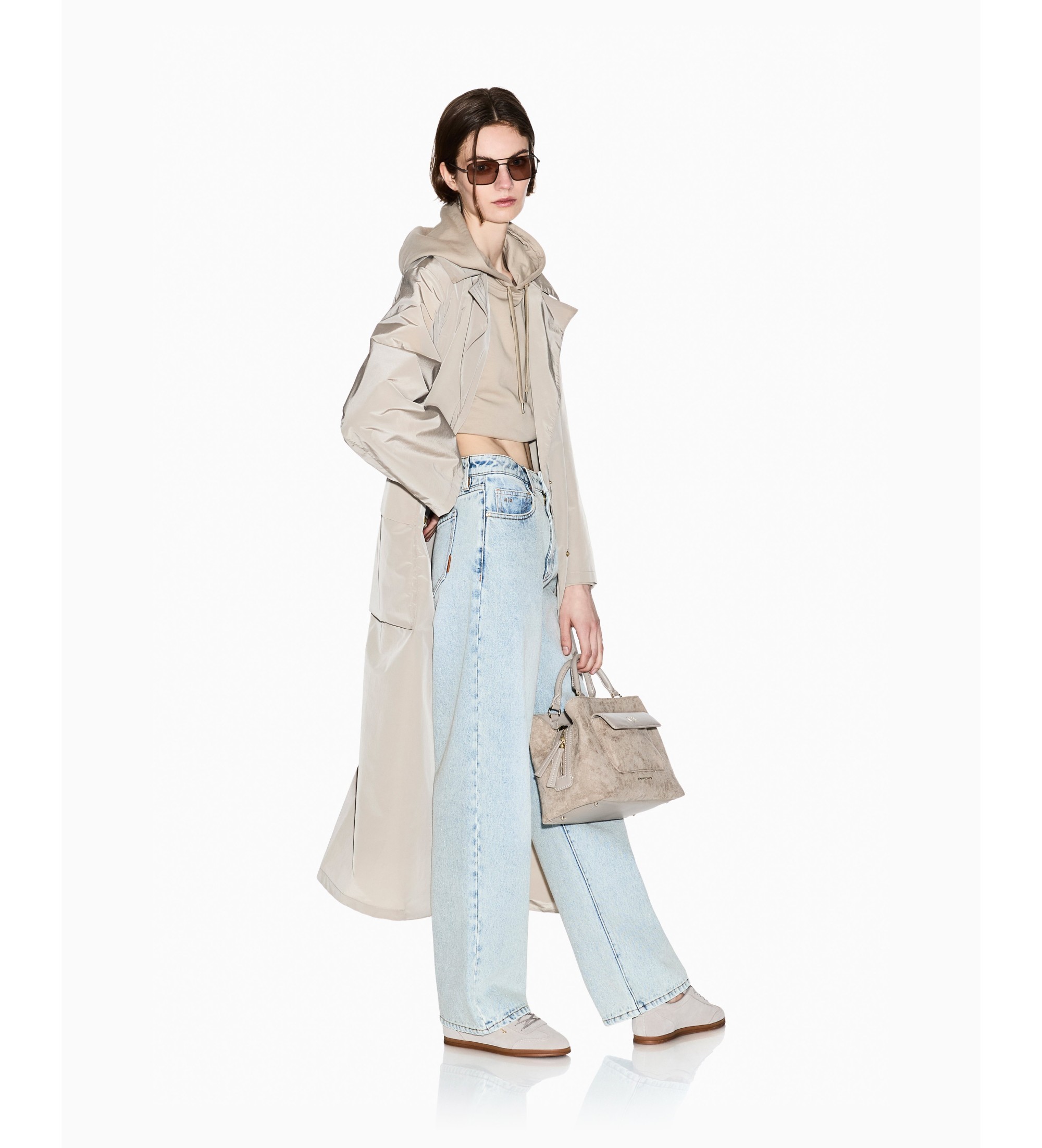 A|X Armani Exchange für Damen. XW001927AF21526U6223 Beigefarbener Trenchcoat (S), Lässig, Polyester