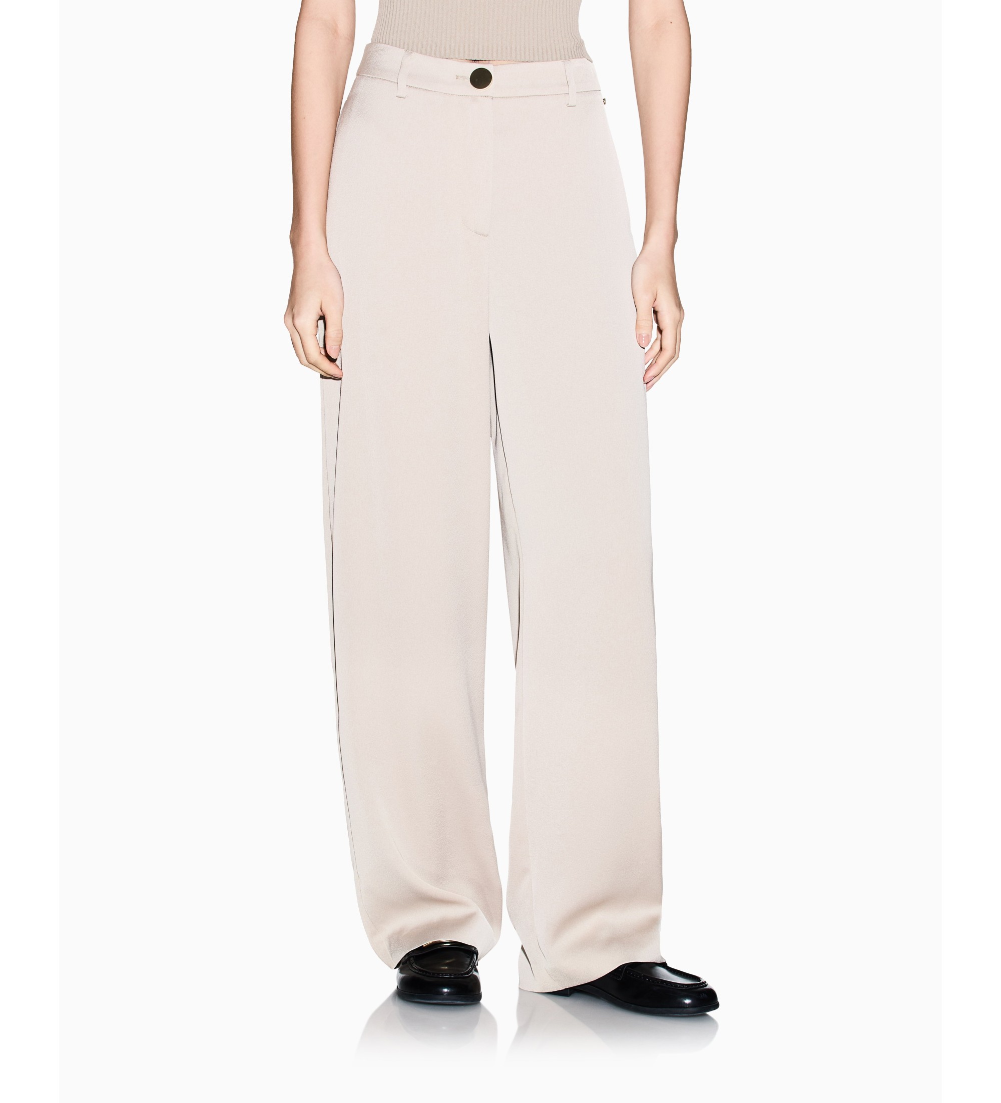 A|X Armani Exchange für Damen. XW002280AF21553U6223 Gerade beige Hose (L), Lässig, Klassisch, Polyester