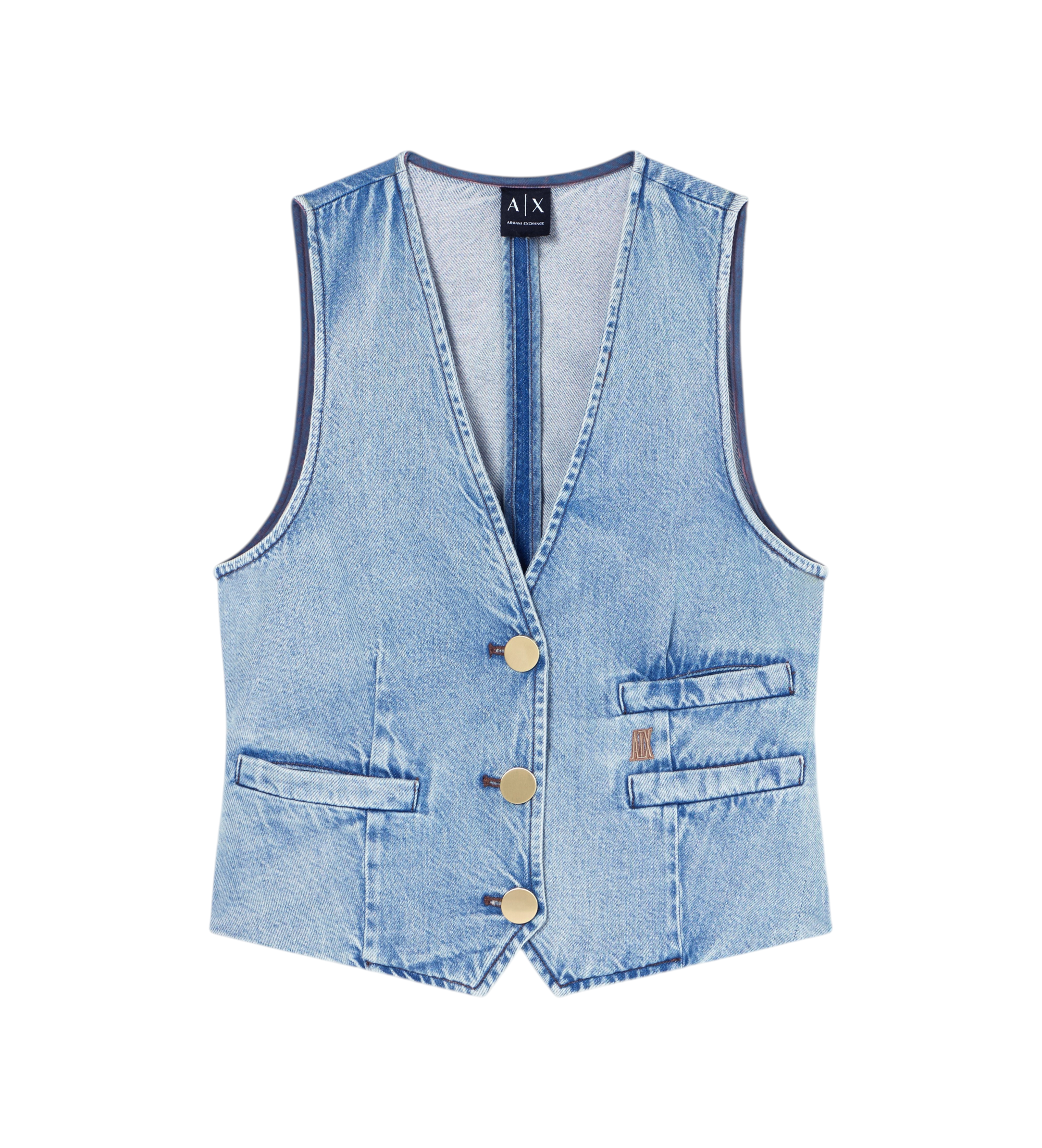 A|X Armani Exchange für Damen. XW002263AF21338MB001 Leichte Jeansweste aus Baumwolle und Lyocell blau (M), Lässig, Denim