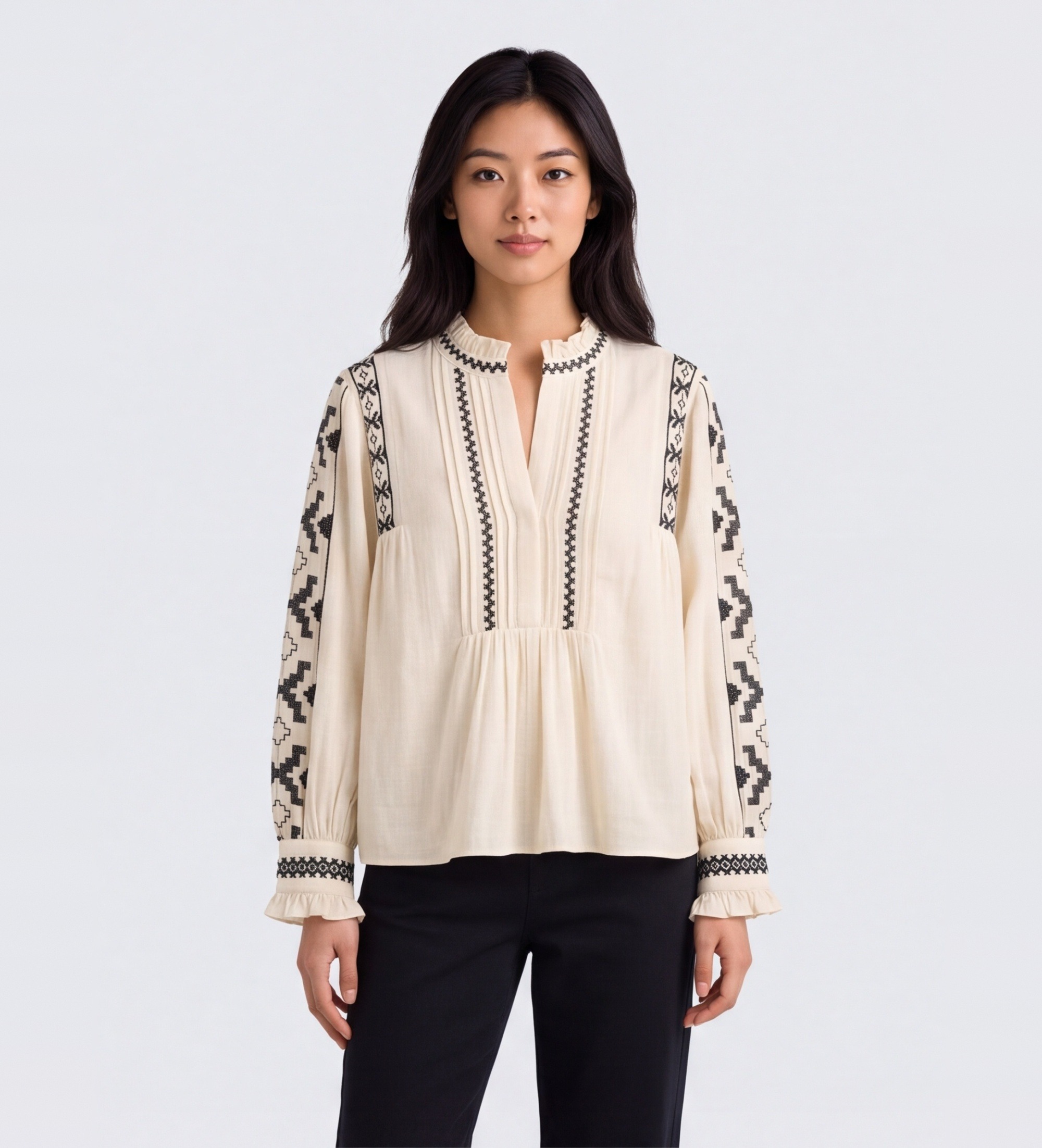 BA&SHvoor vrouwen. 1H26PIDM Pidma blouse beige (34), Casual, Katoen, Lange mouwen