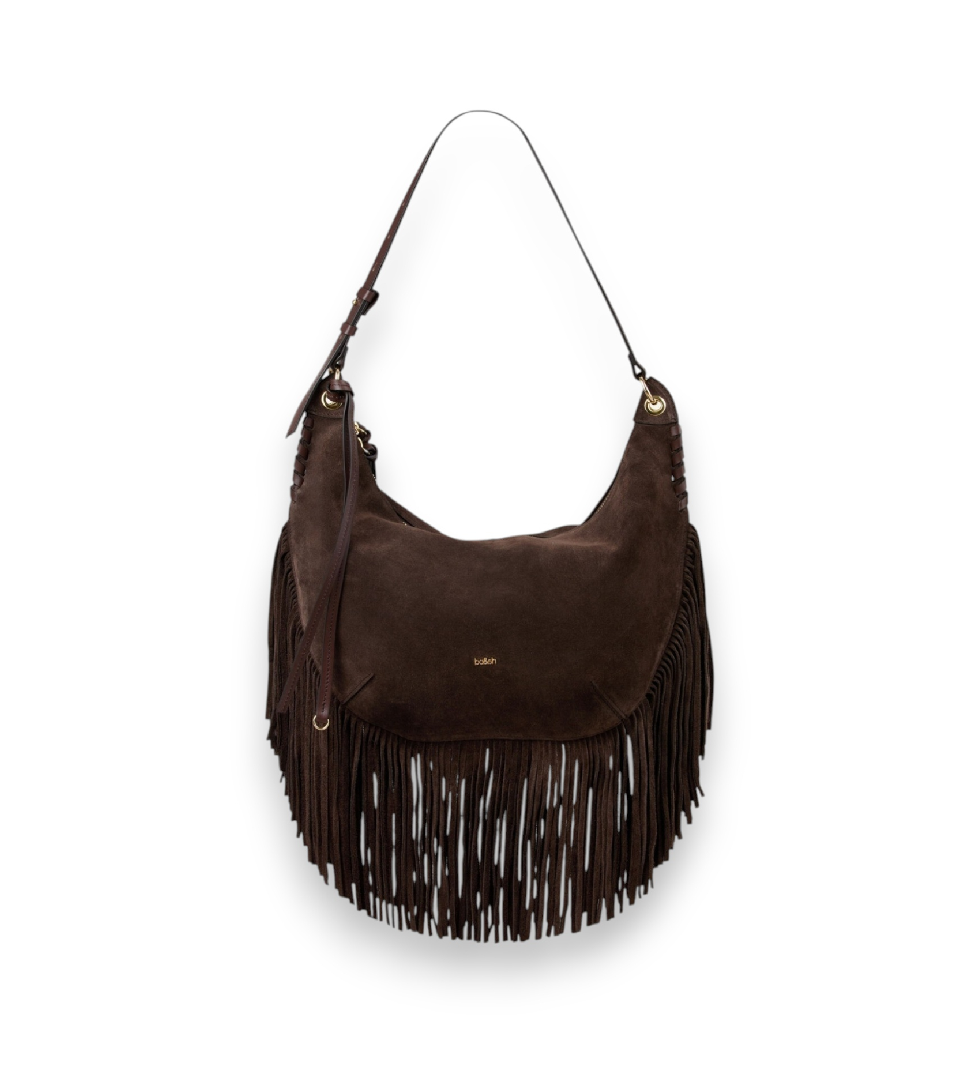 BA&SH für Damen. 2E26HBMS Hobo-Tasche mit Fransen Franges braun (OSFA), Lässig, Wildleder