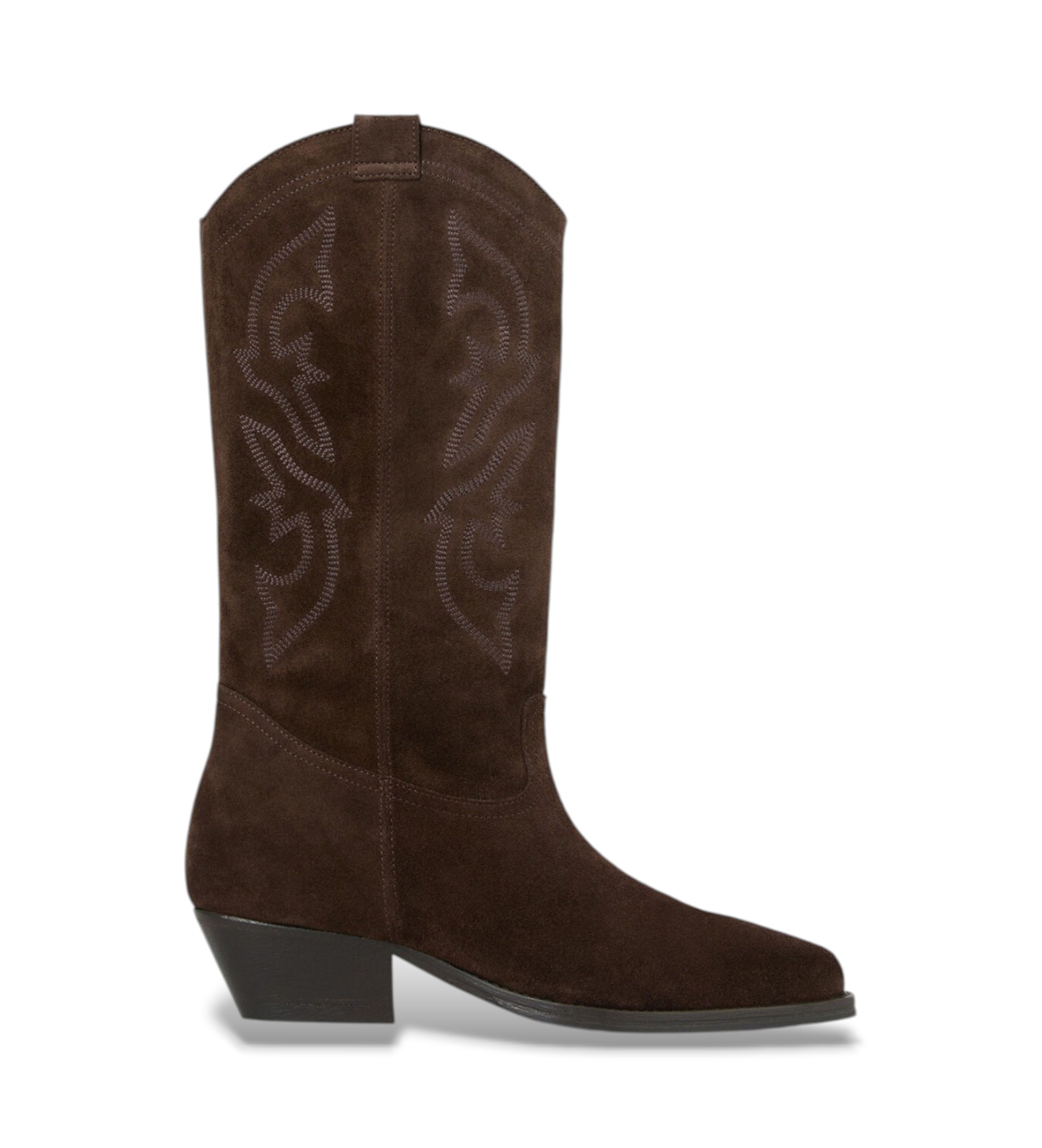 BA&SH für Damen. 2E26CLAU Dunkelbraune Wildlederstiefel Clau (38), 1 bis 3 cm, Spaltleder, Keine, Lässig