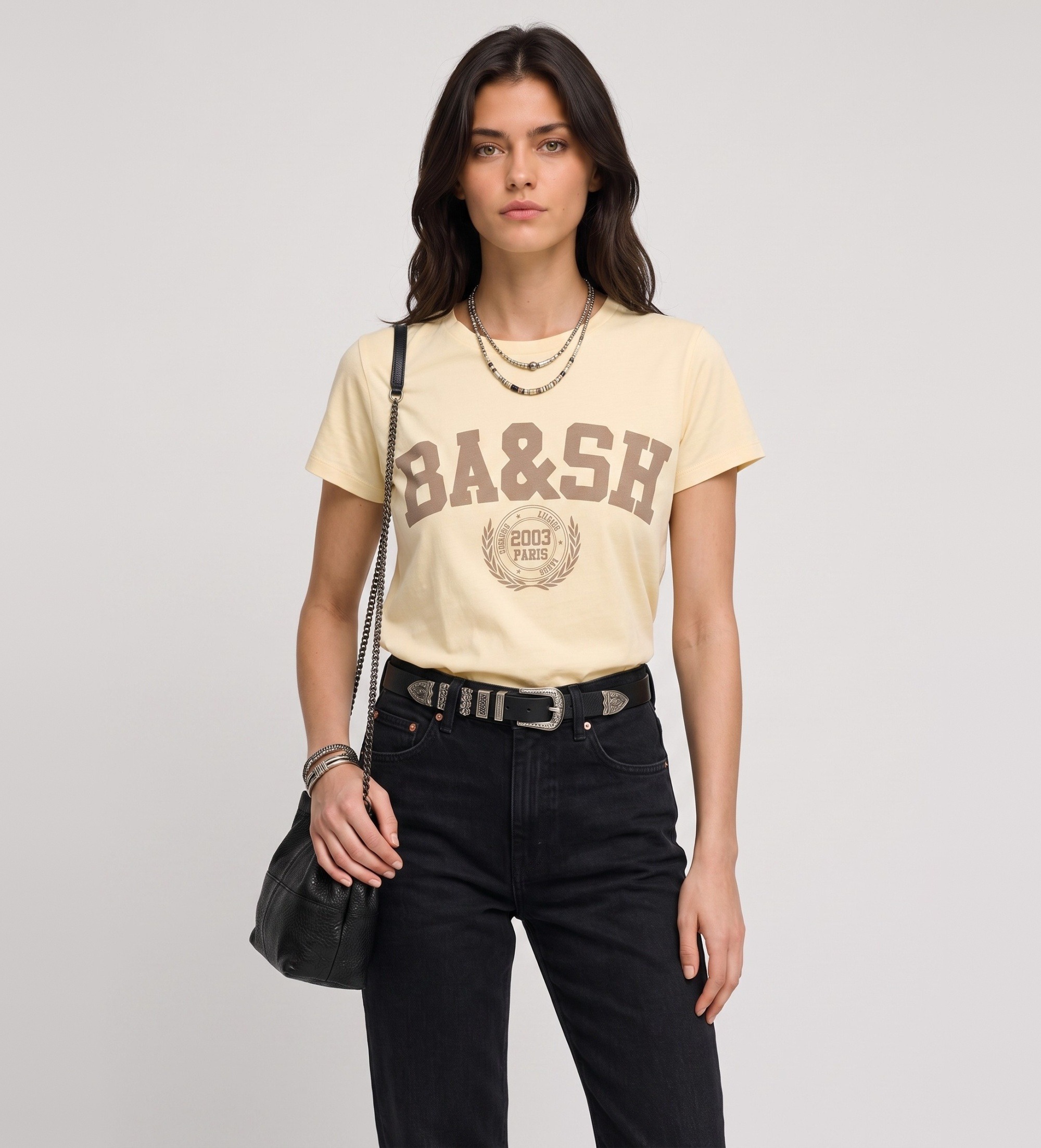 BA&SH für Damen. 1H26IONI Ioni Beige T-Shirt (36), Lässig, Baumwolle, Kurzarm