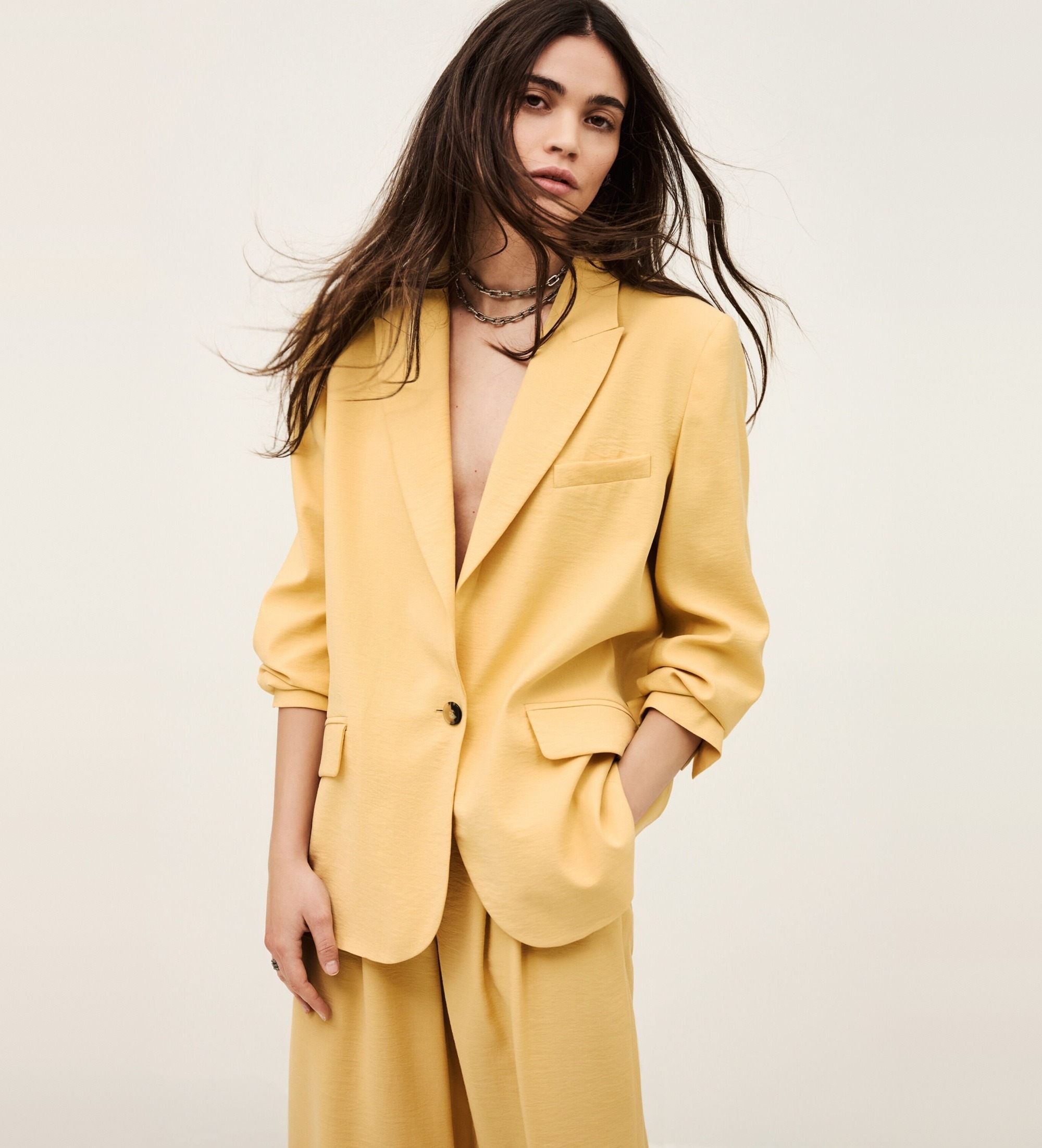BA&SH für Damen. 1E26DALE Anzugjacke Dalena gelb (38), Lässig, Modal