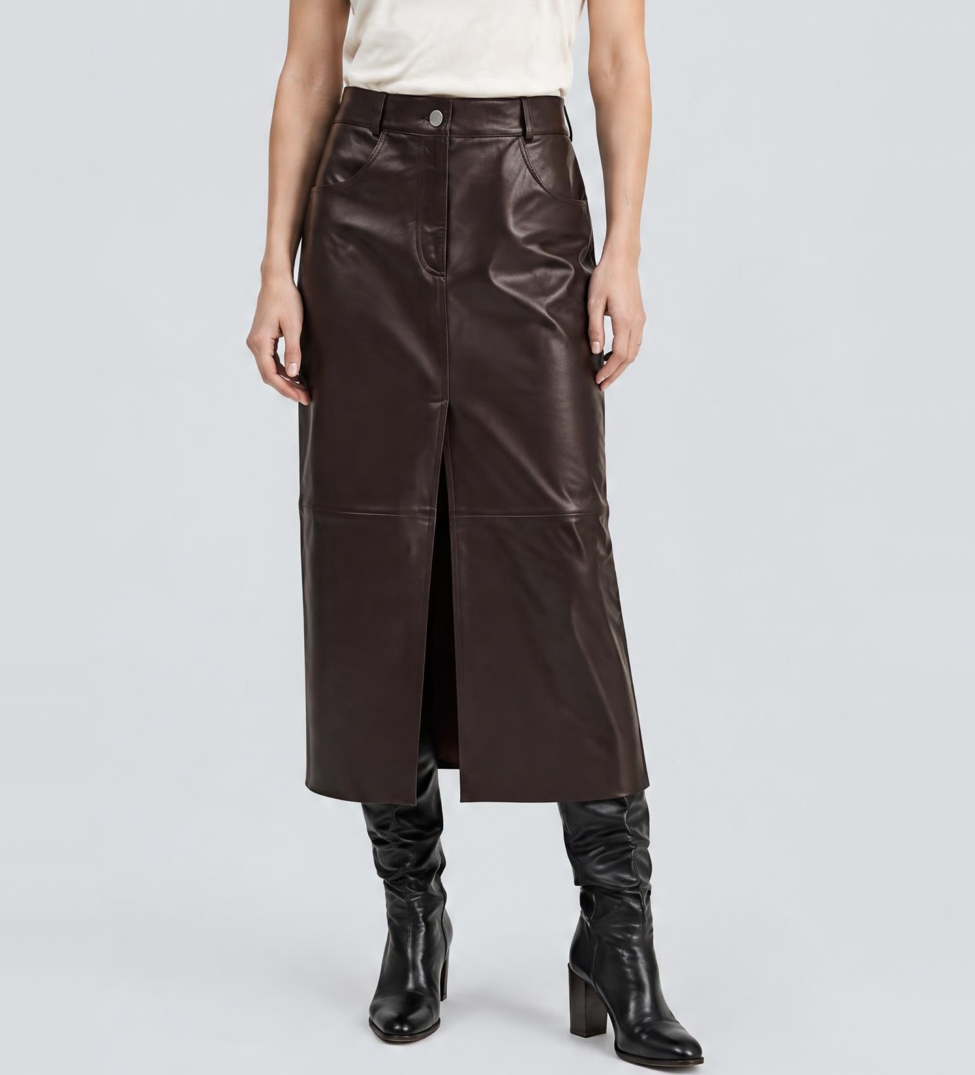 BA&SHvoor vrouwen. 1H26LSOL Rok Solene aubergine (34), Casual, Lila, Leer