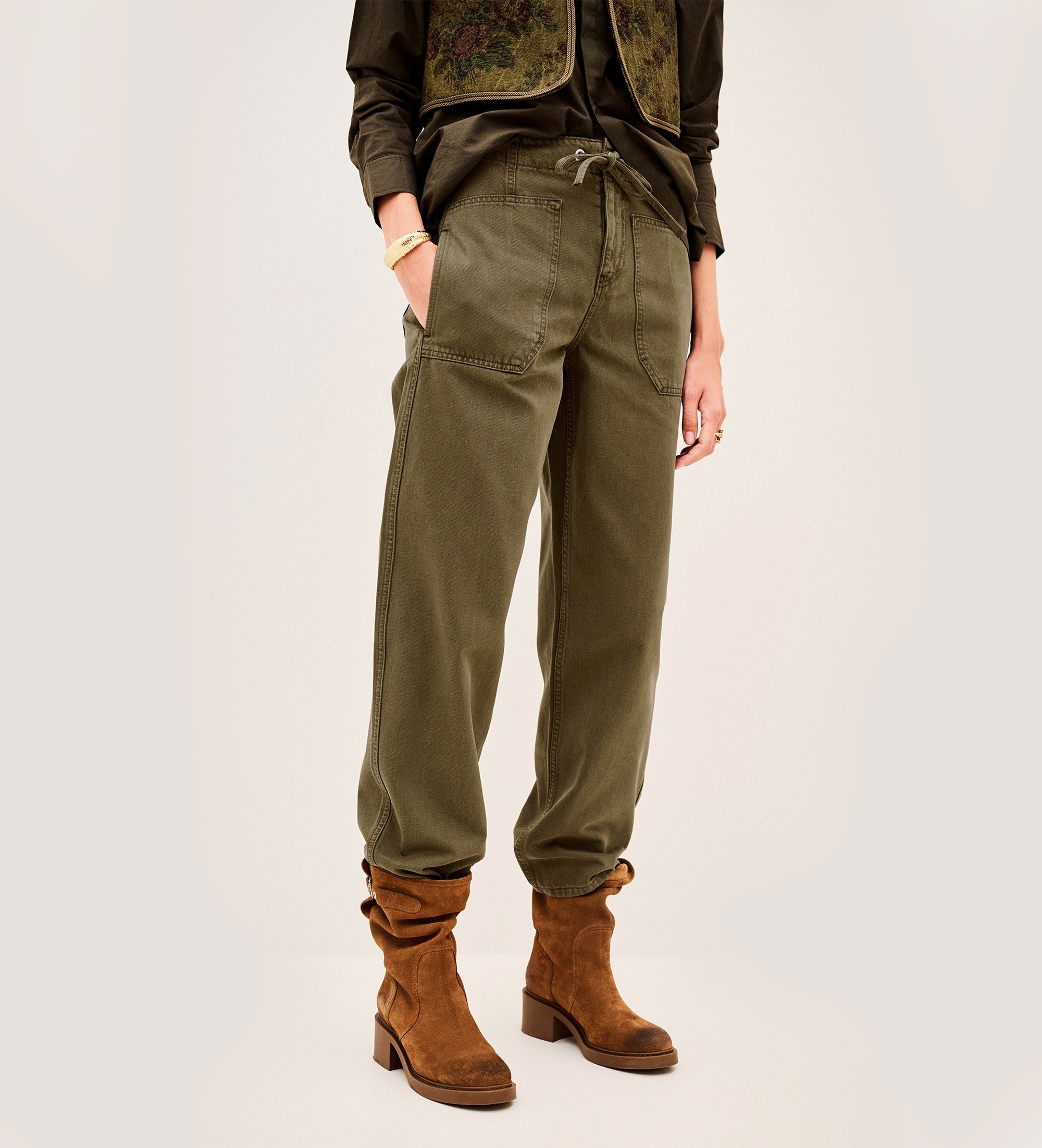 BA&SH für Damen. 1H26CCOC Hose Cocy Khaki (34), Lässig, Grün, Baumwolle