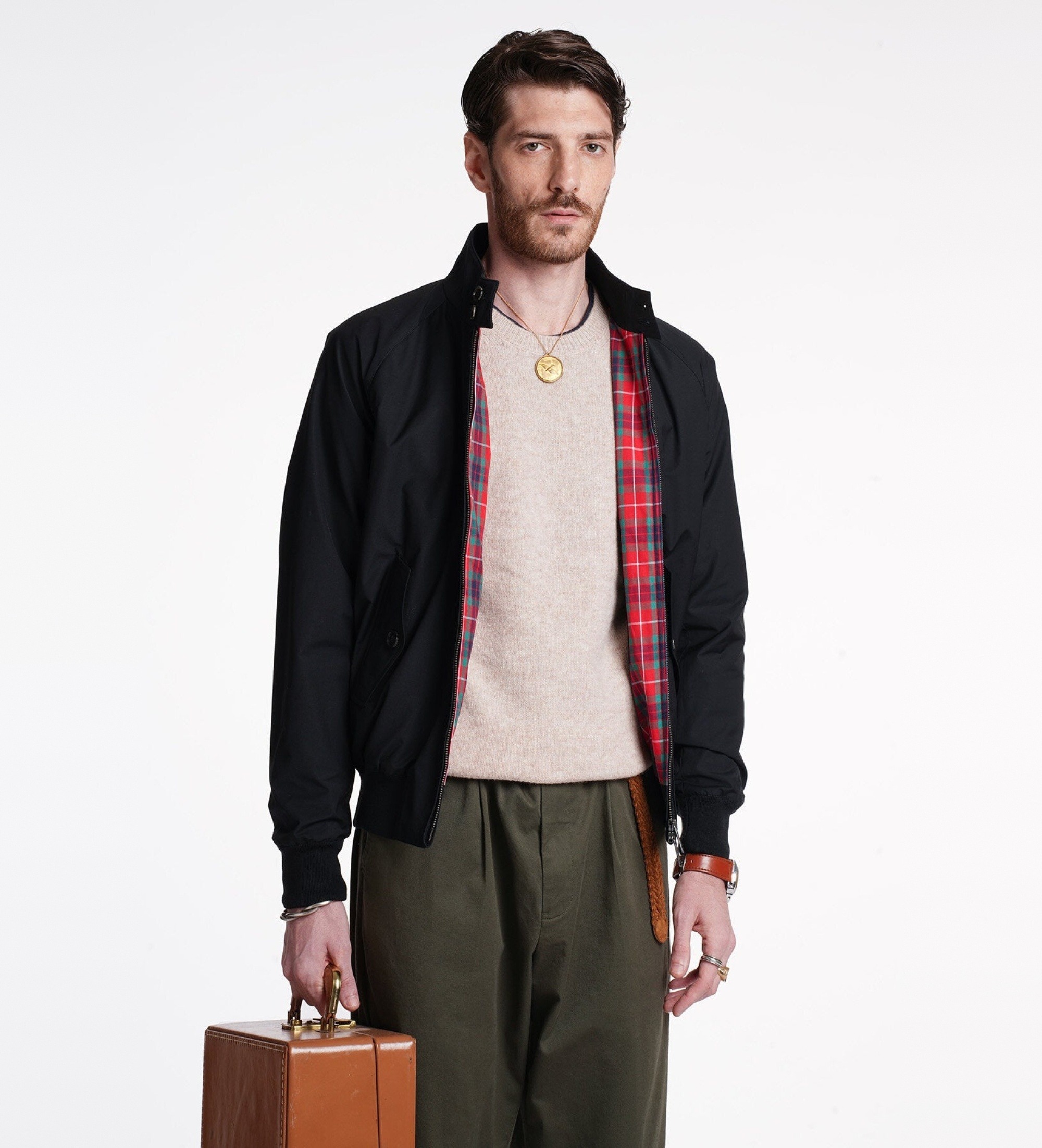 Baracuta für Herren. BRCPS3001UT3124 Harrington-Jacke G9 dunkelblau (L), Lässig, Polyester, Marine