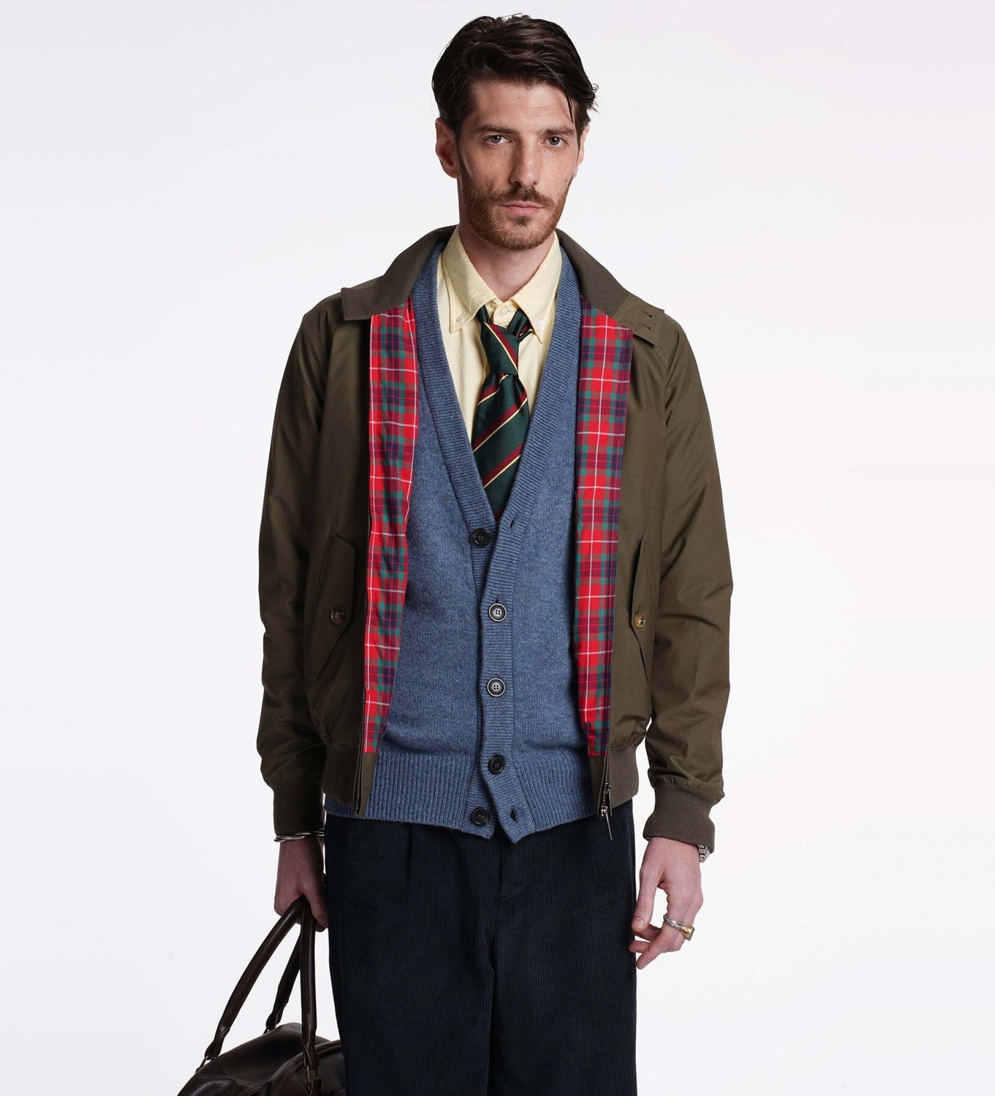 Baracuta für Herren. BRCPS3001UT3124 Olivgrüne Harrington-Jacke G9 (S), Lässig, Polyester