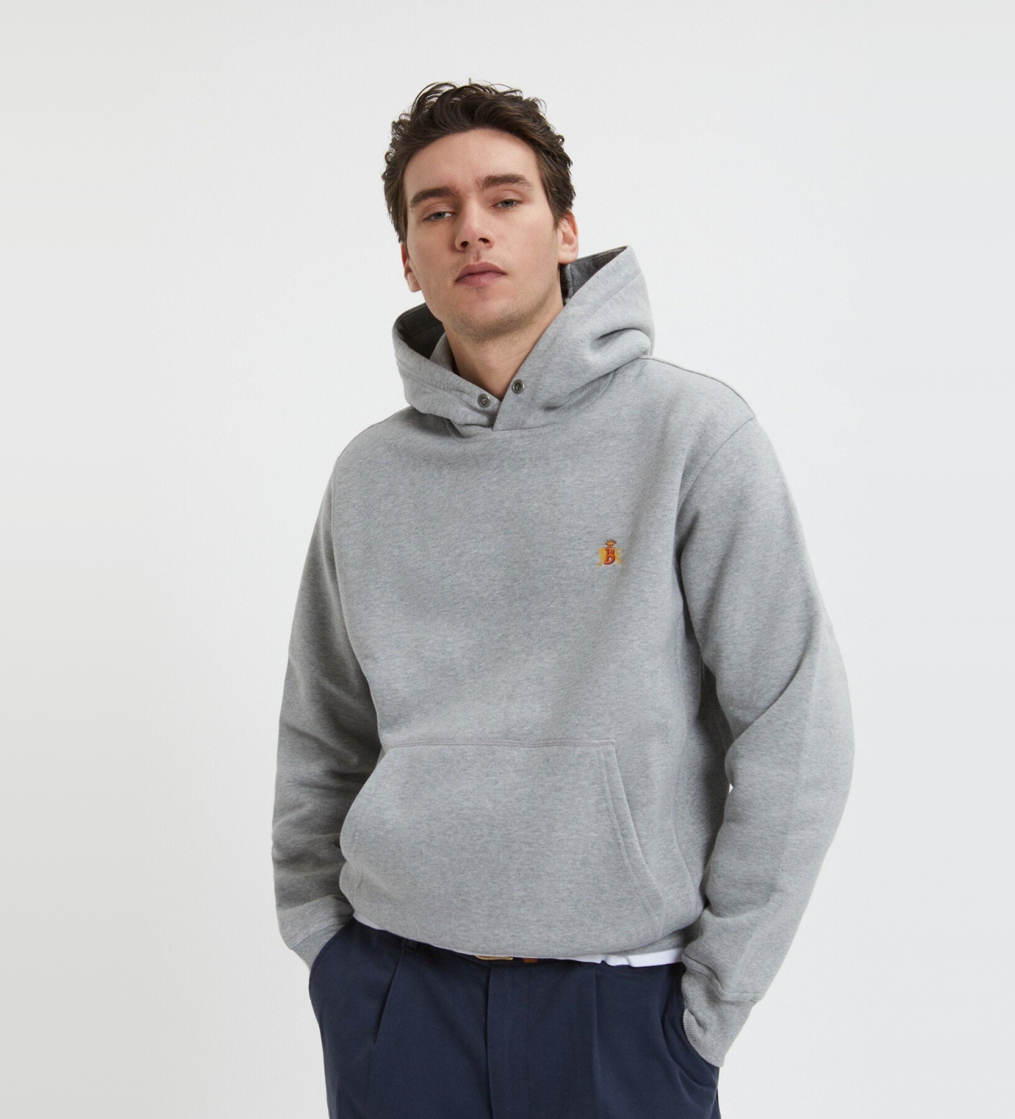 Baracuta für Herren. BRFEL0046UT2768 Sweatshirt mit Kapuze und grauem Fleece-Logo (XL), Lässig, Baumwolle