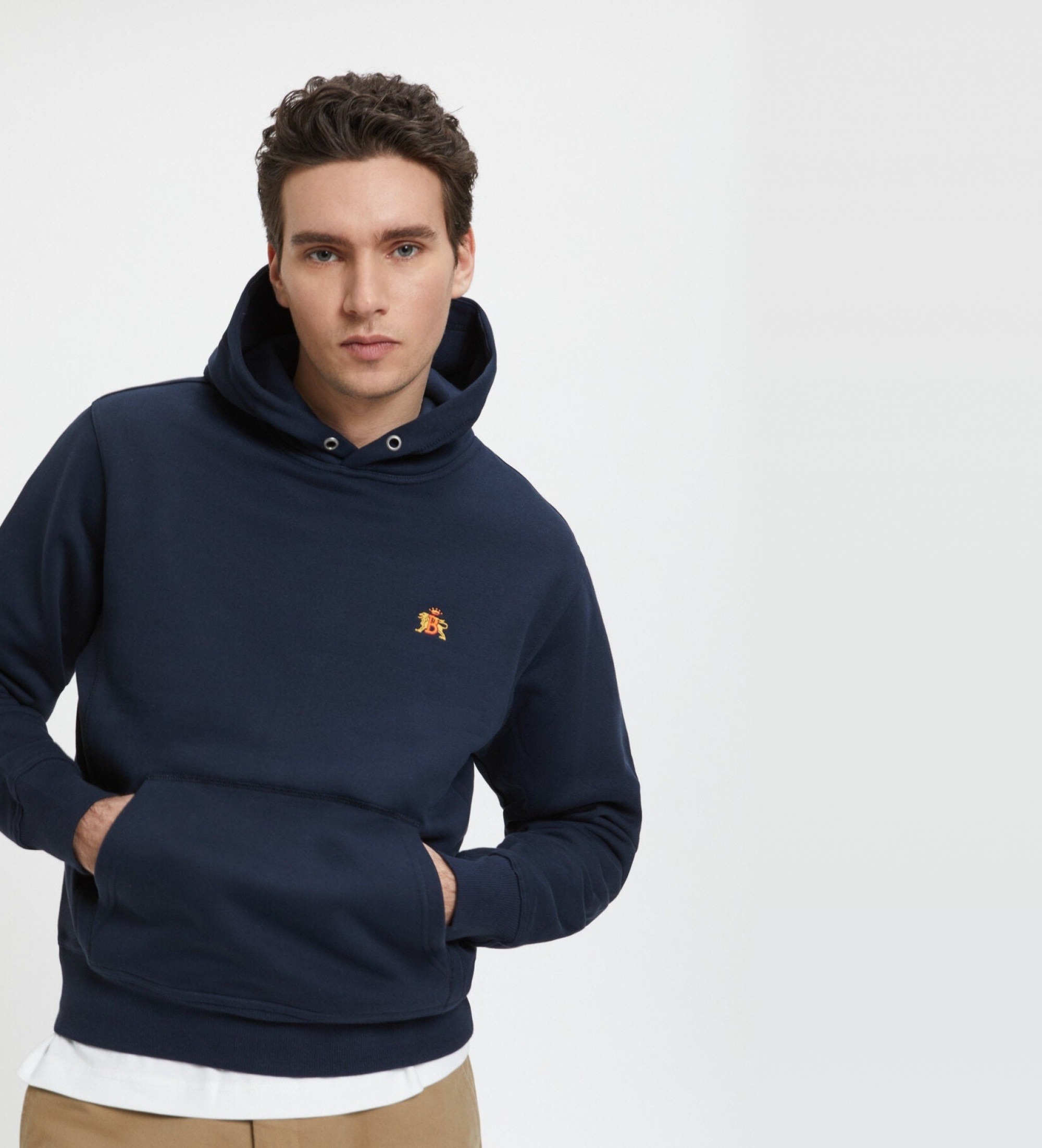 Baracuta für Herren. BRFEL0046UT2768 Sweatshirt mit Kapuze und Polar-Logo in Marineblau (S), Lässig, Baumwolle