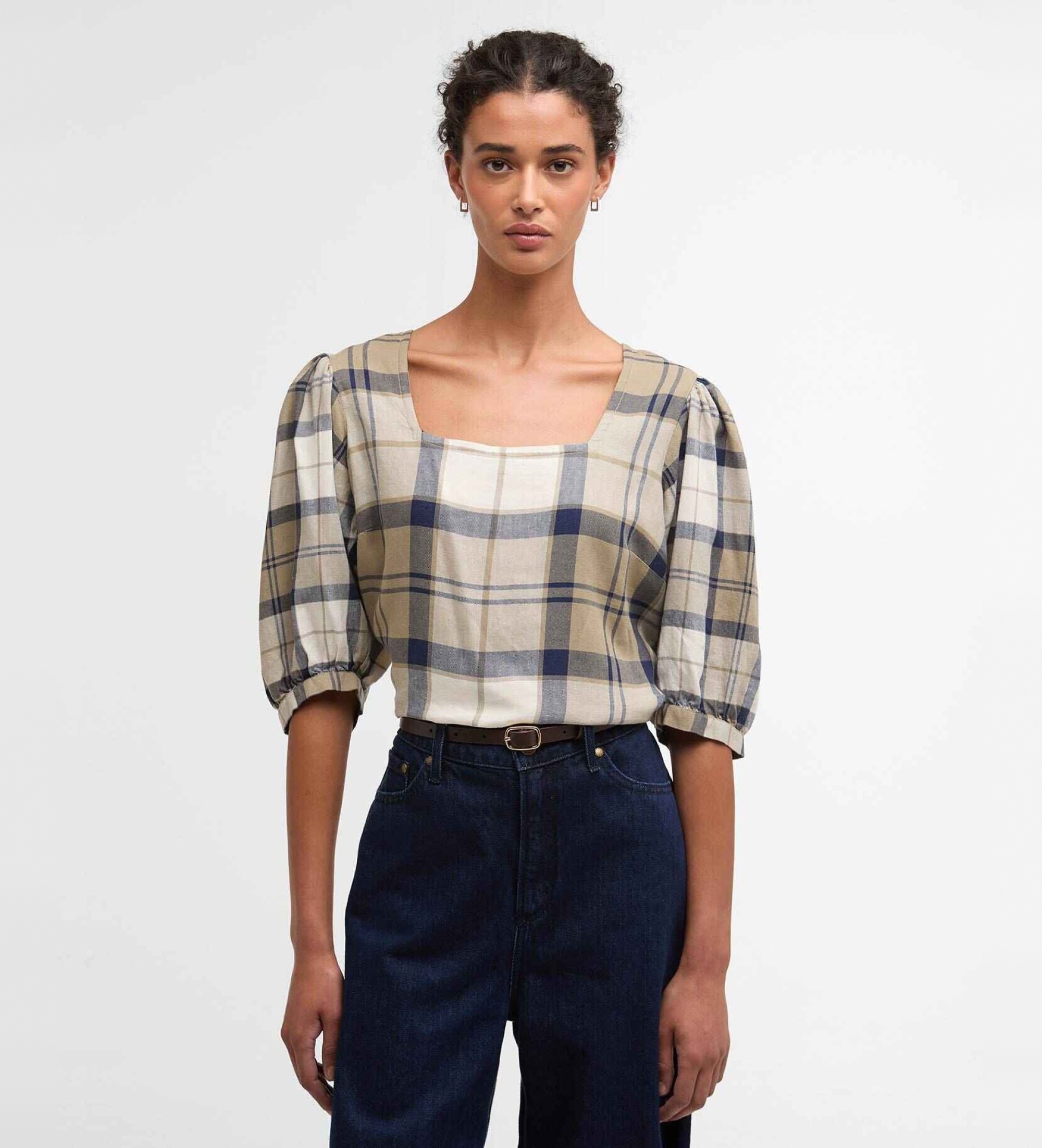 Barbour für Damen. LSH1754 Bluse Ballina braun (S), Lässig, Lyocell