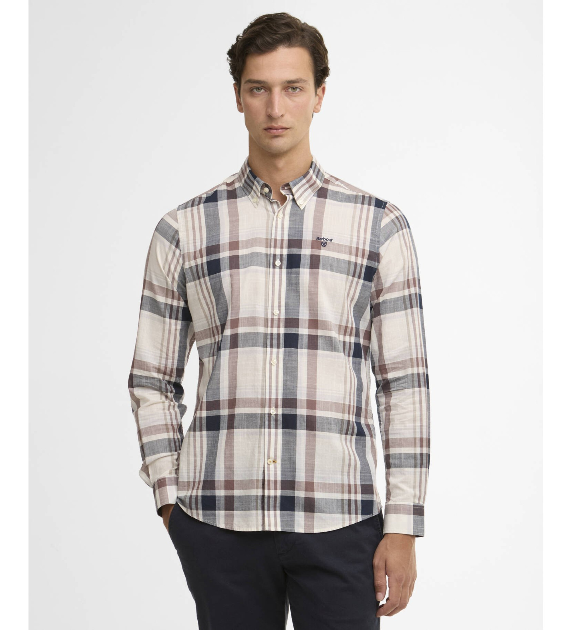 Barbour für Herren. MSH5295 Kidd Shirt naturweiß (XXL), Lässig, Baumwolle, Langarm
