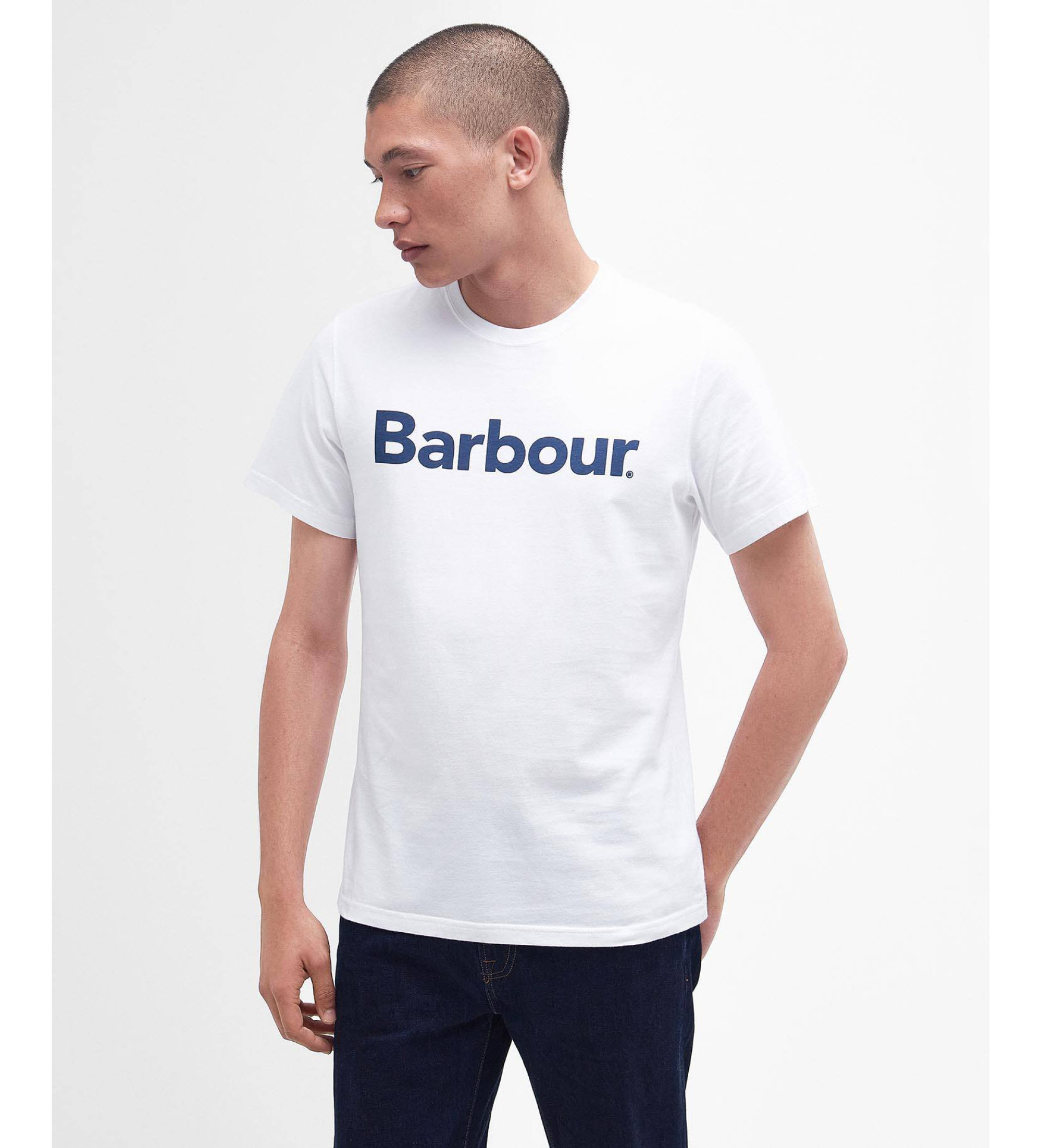 Barbour für Herren. MTS0531 Logo-T-Shirt weiß (XL), Lässig, Baumwolle, Kurzarm