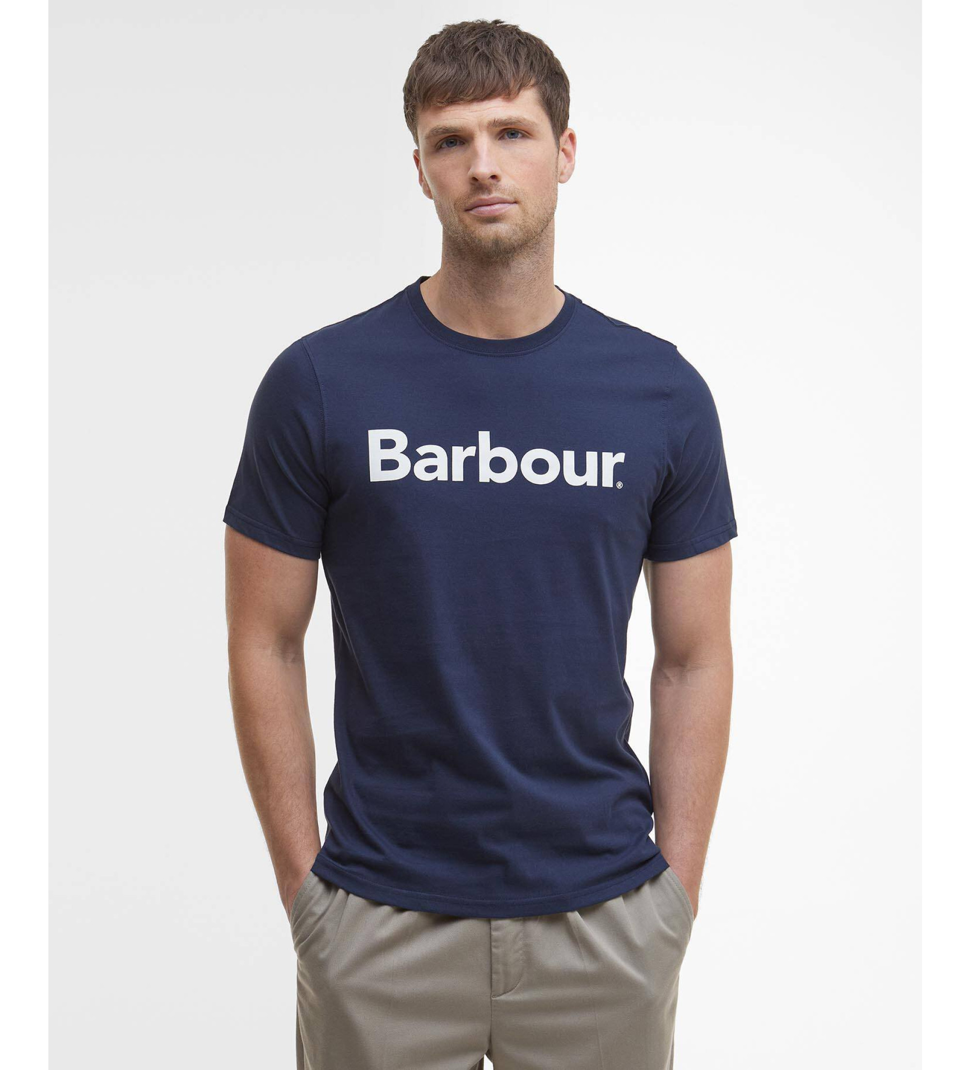 Barbour für Herren. MTS0531 Logo-T-Shirt navy (L), Lässig, Baumwolle, Kurzarm, Marine