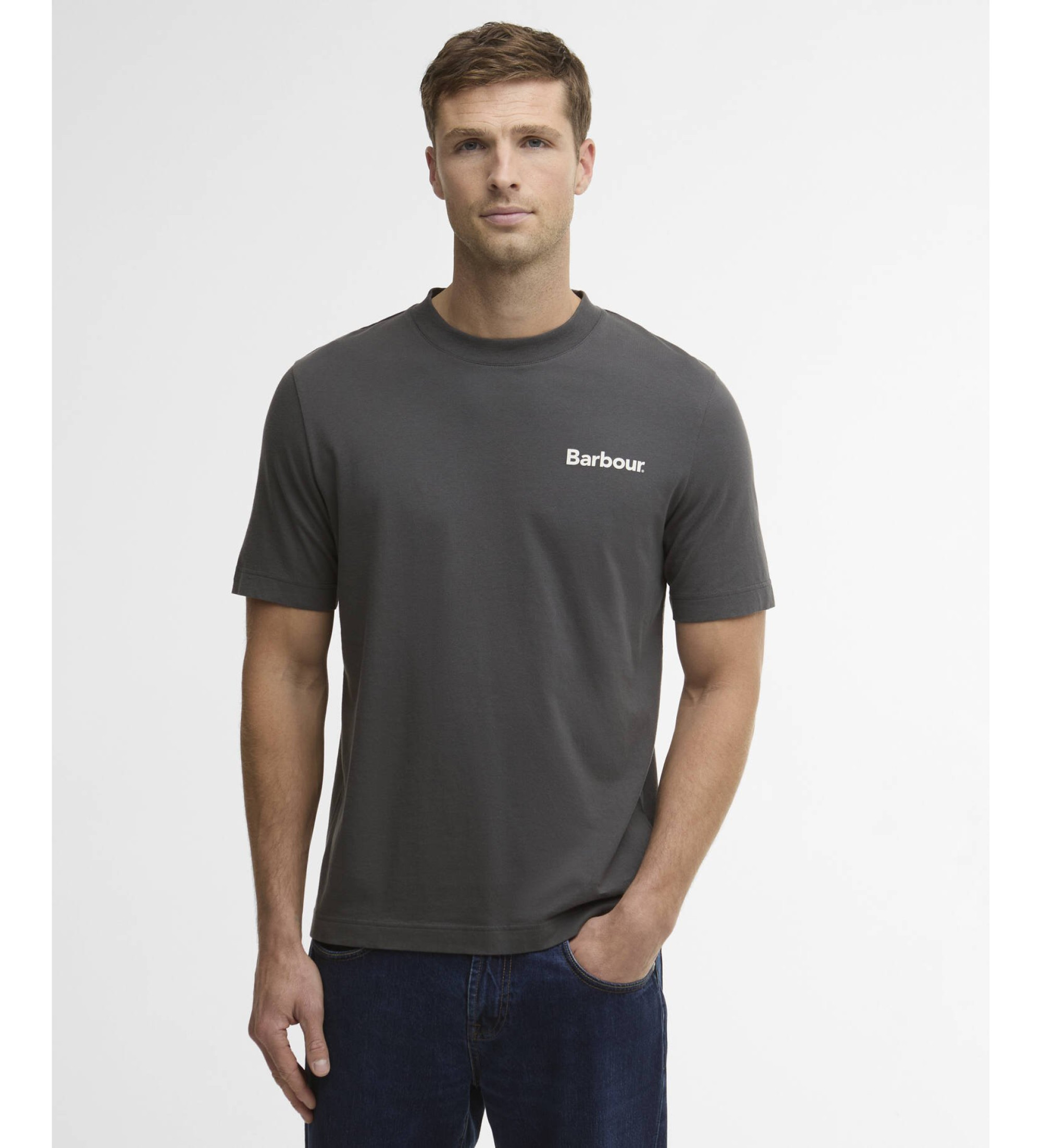 Barbour für Herren. MTS1566 Packling T-shirt dunkelgrau (XL), Lässig, Baumwolle, Kurzarm