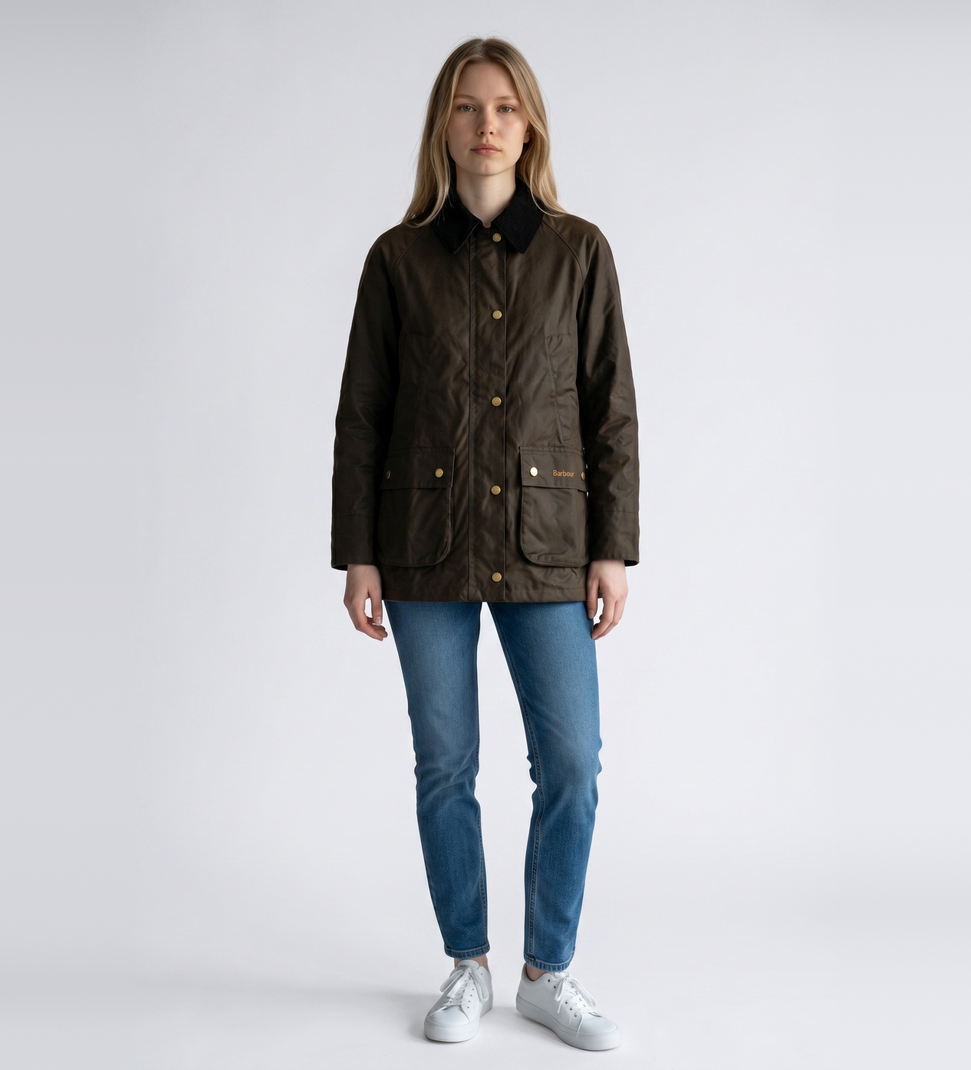 Barbour für Damen. LWX0752 Jacke Acorn Wax olivbraun (M), Lässig, Baumwolle