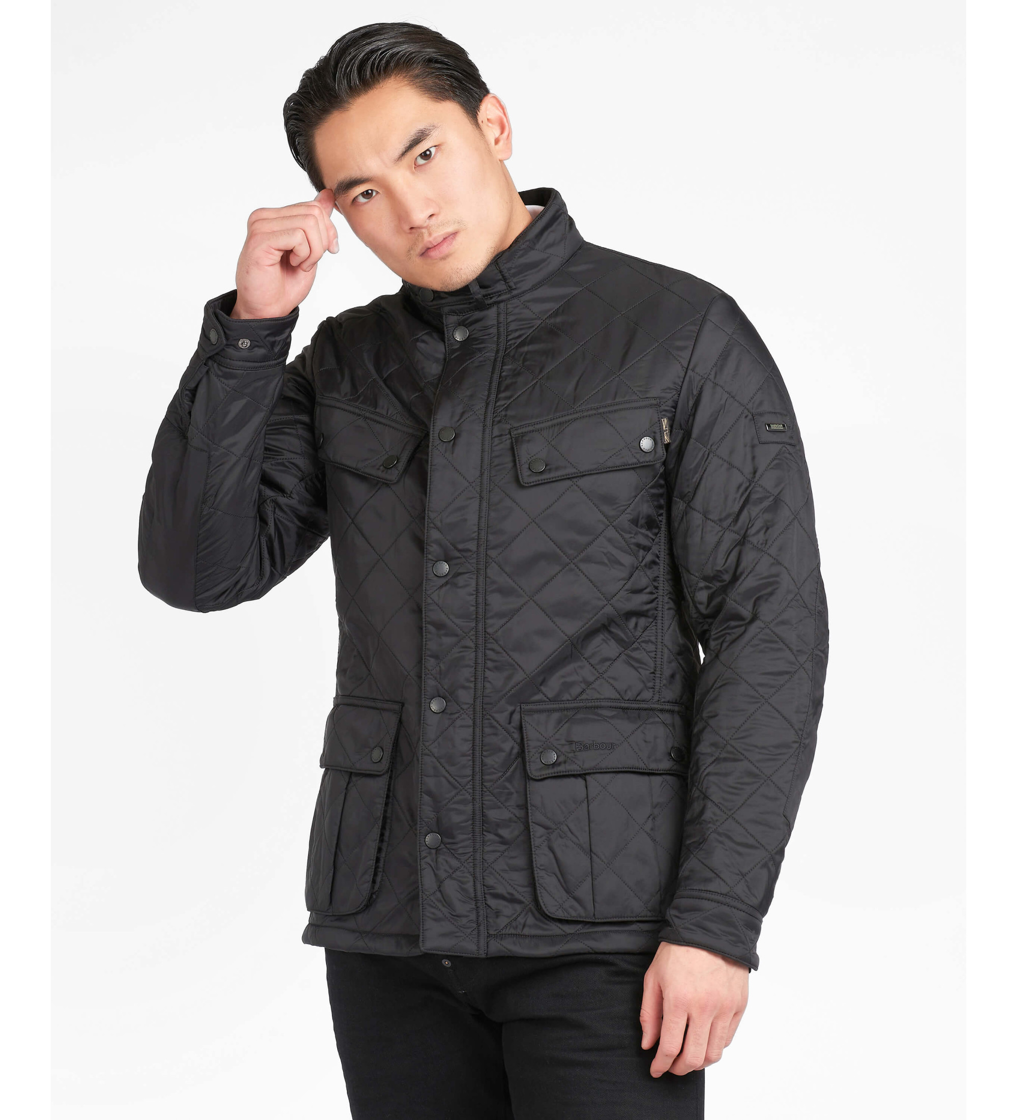 Barbour international für Herren. MQU0365 Ariel Jacke schwarz (L), Lässig, Polyester