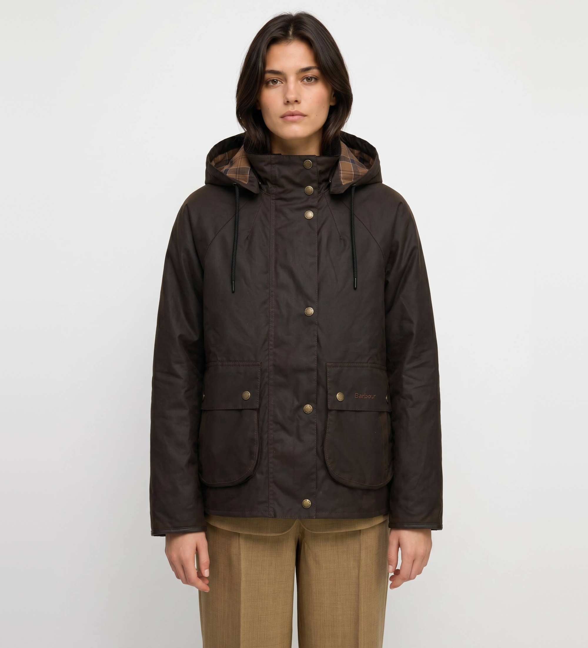 Barbour für Damen. LWX1594 Georgette Wax Jacke dunkelbraun (M), Lässig, Baumwolle