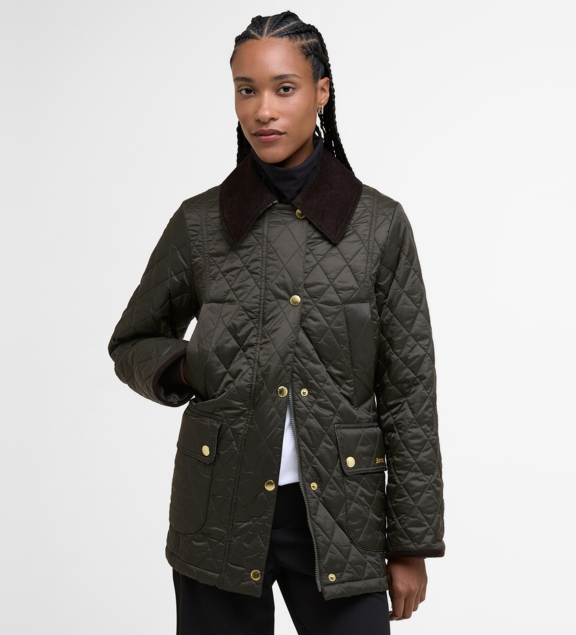 Barbour für Damen. LQU1849 Jacke Modern Beadnell Quilted grün (S), Lässig, Polyamid