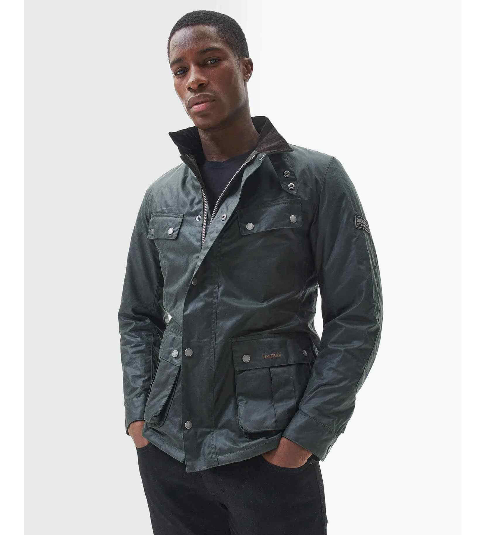 Barbour international für Herren. MWX2140 Duke Tourer Jacke grün (3XL), Lässig, Baumwolle, Kurzarm