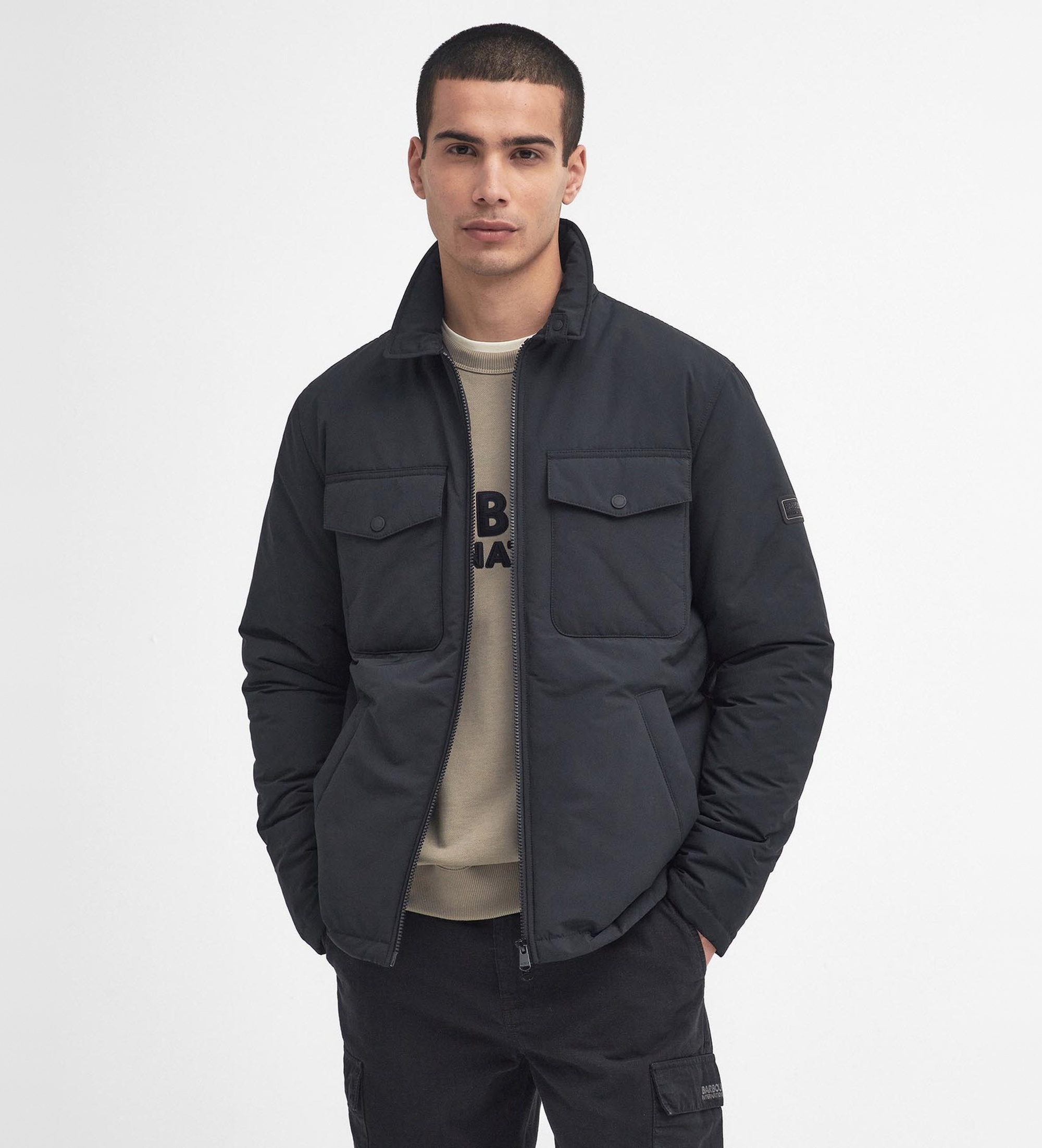 Barbour für Herren. MQU1828 Jacke Distill Quilted Jacket schwarz (L), Lässig, Polyester