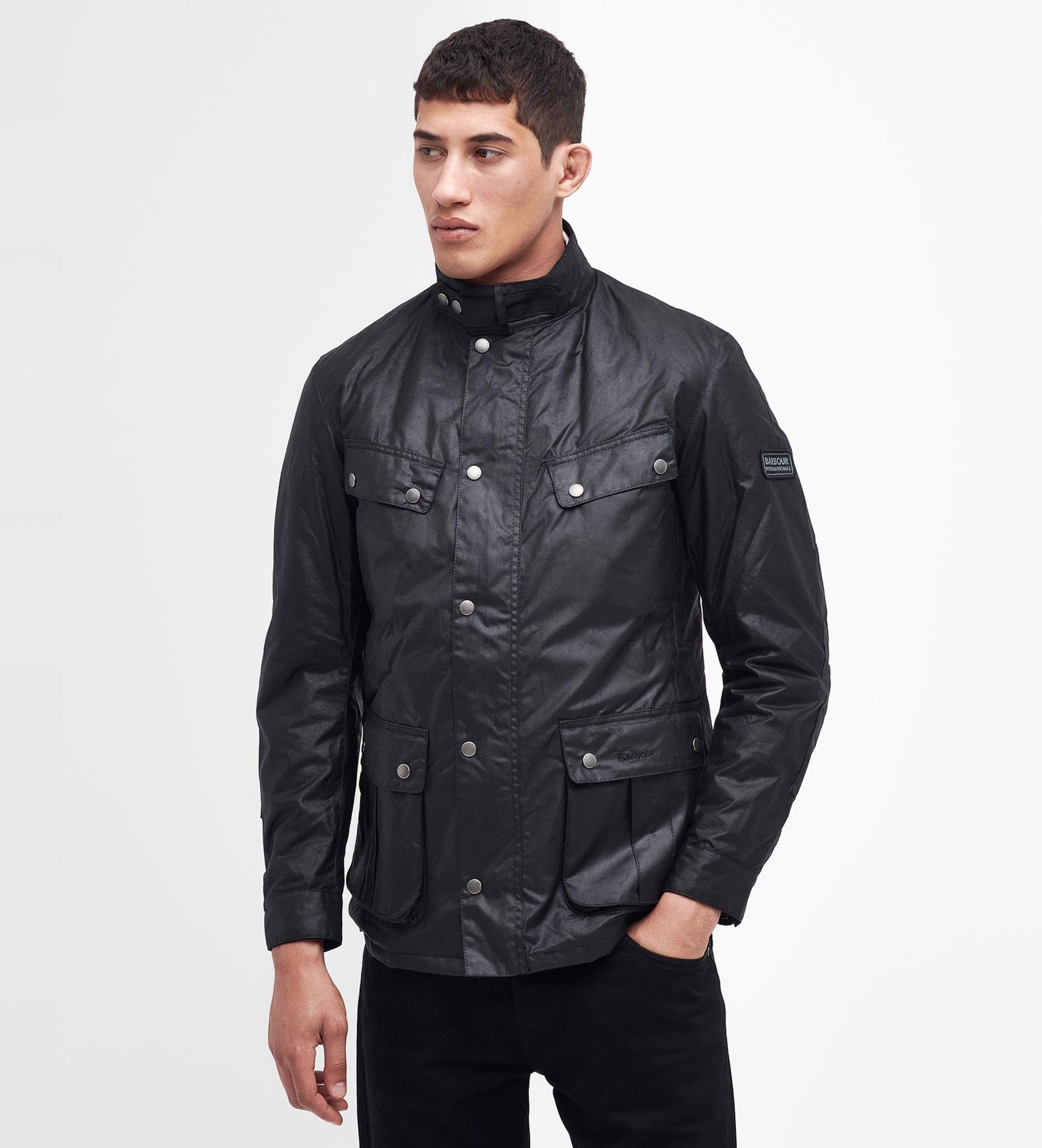 Barbour für Herren. MWX0337 Jacke Duke Wax schwarz (M), Lässig, Baumwolle