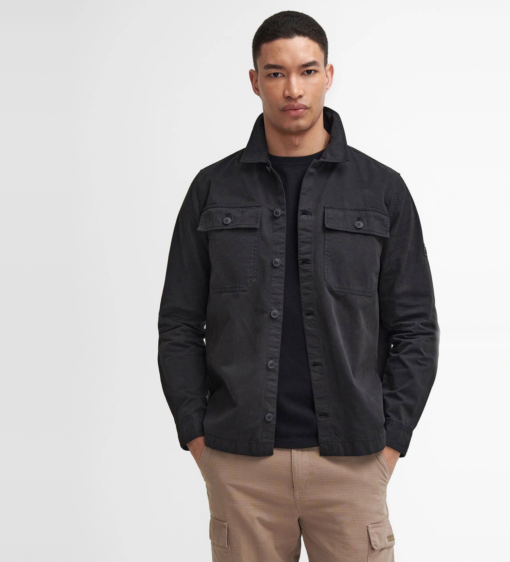 Barbour international für Herren. MOS0390 Arlo Hemd schwarz (L), Lässig, Baumwolle, Langarm