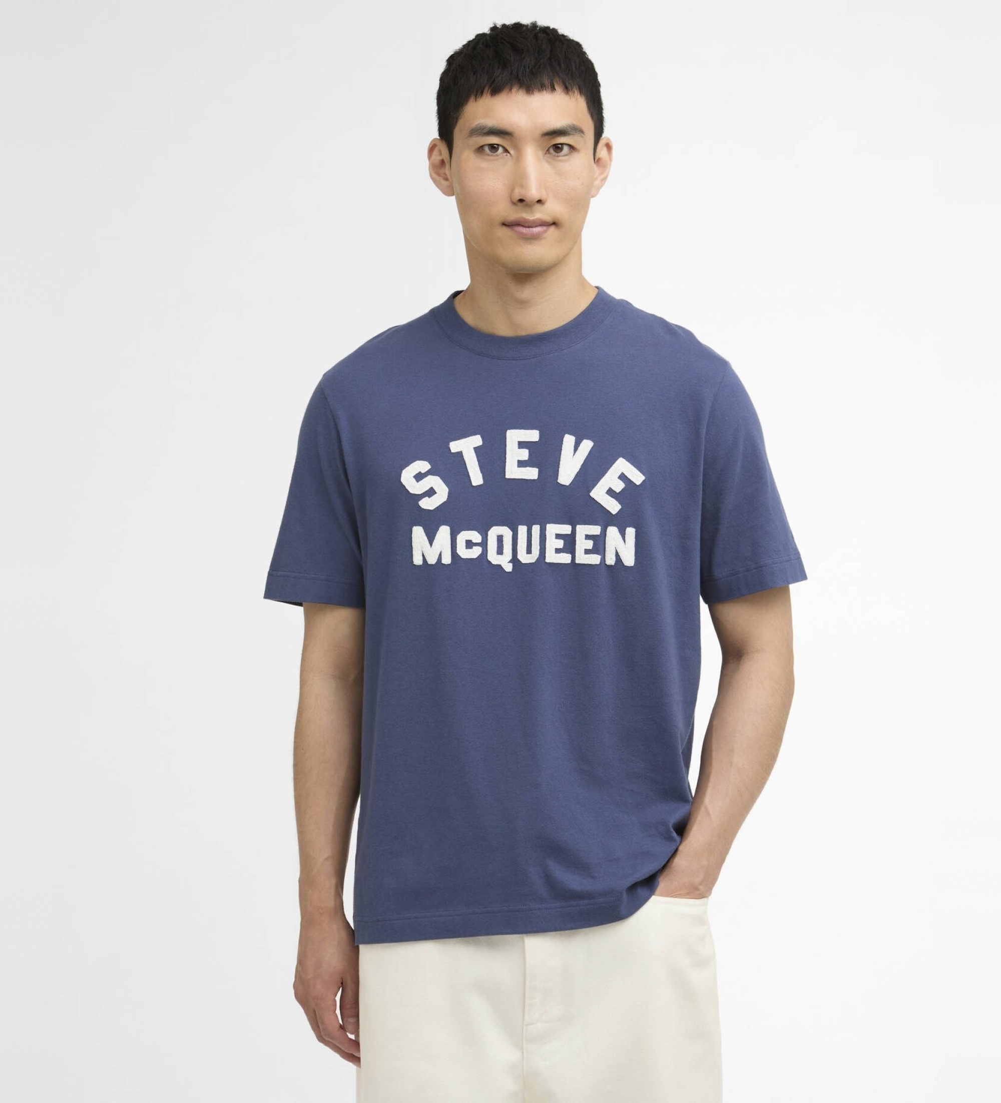Barbour international für Herren. MTS1592 Blaues McQueen-T-Shirt (L), Lässig, Baumwolle, Kurzarm