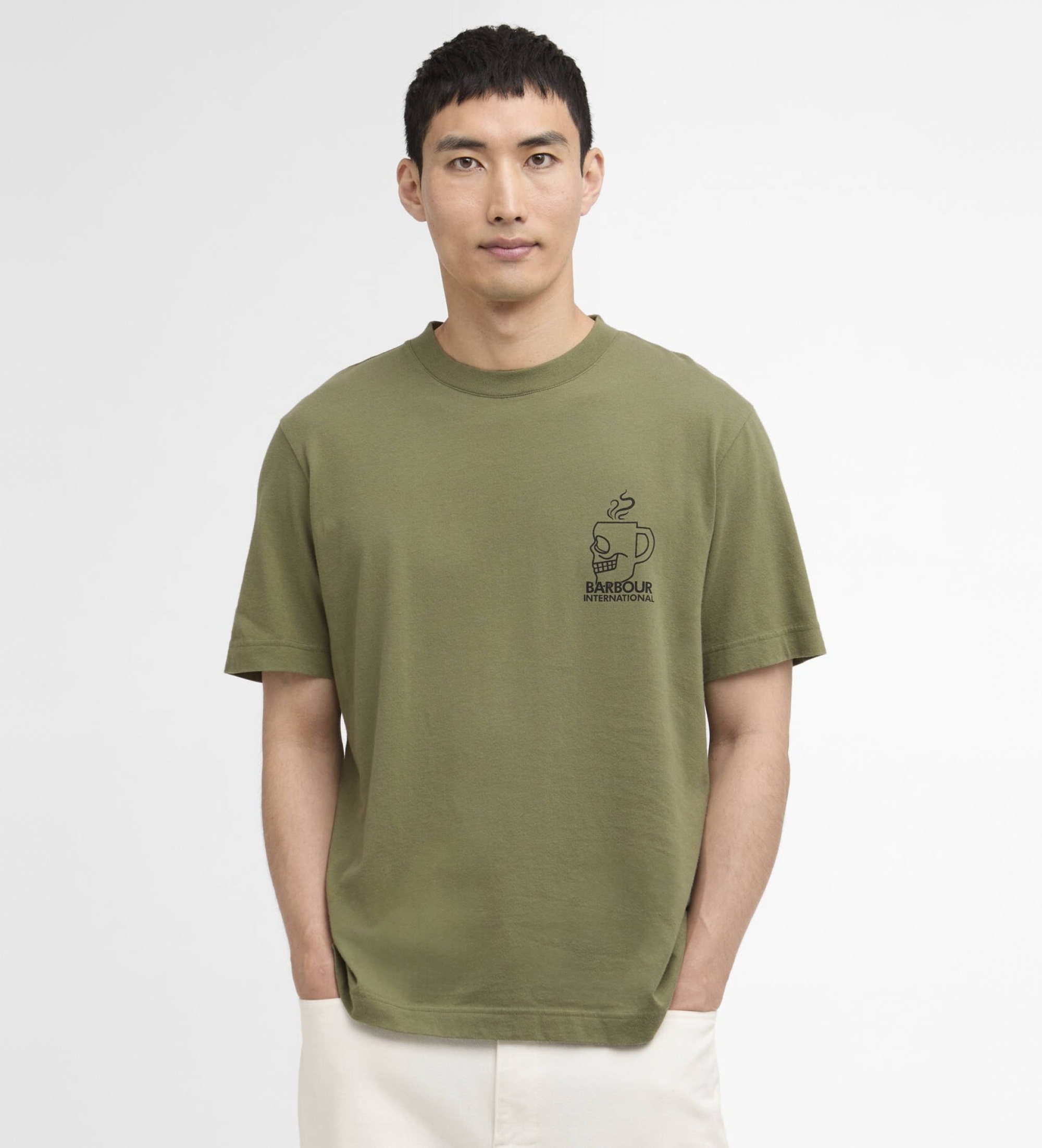 Barbour international für Herren. MTS1587 Staithes T-shirt grün (M), Lässig, Baumwolle, Kurzarm