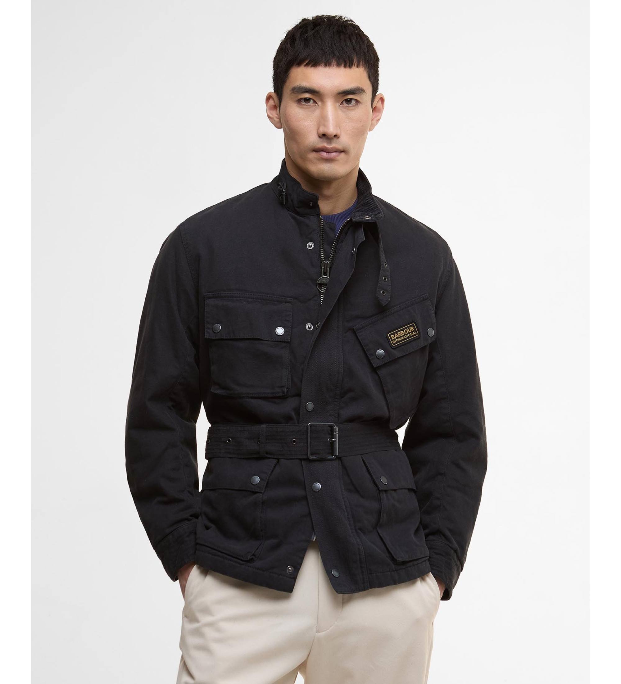 Barbour international für Herren. MCA1069 Jacke A7 schwarz (XXL), Lässig, Baumwolle