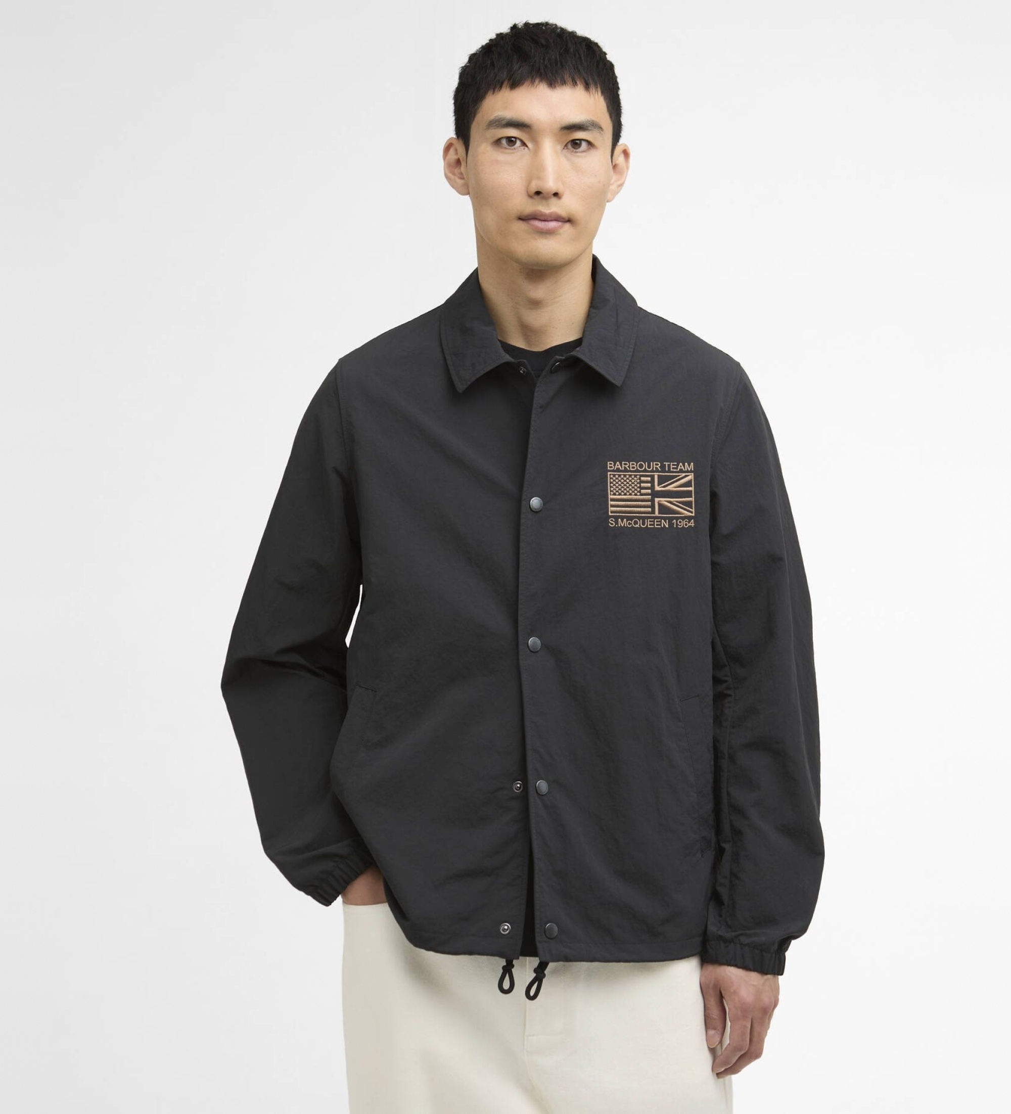 Barbour international für Herren. MCA1101 Coach Jacke schwarz (S), Lässig, Polyamid