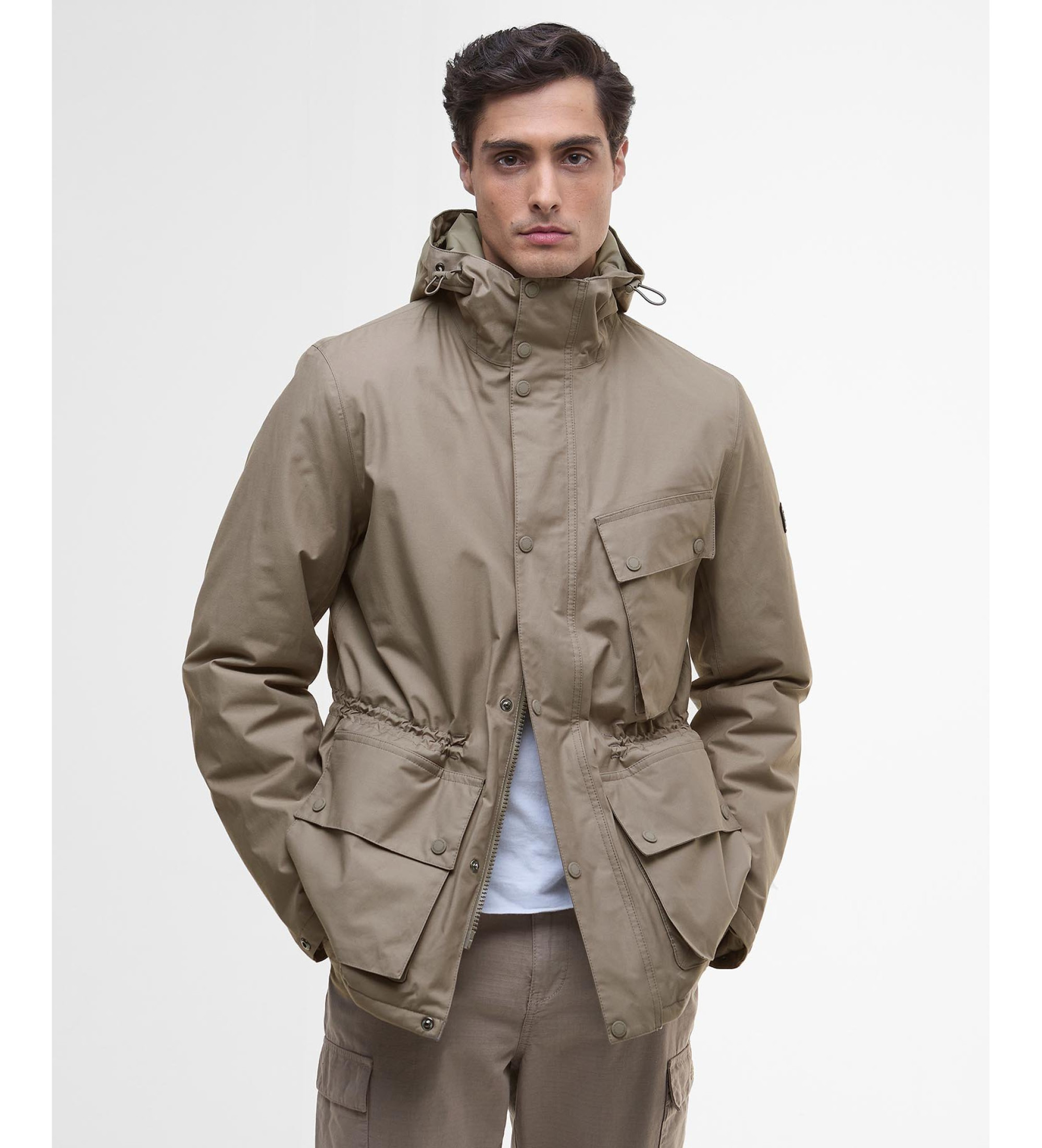 Barbour international für Herren. MWB1147 Endley beige Jacke (L), Lässig, Baumwolle
