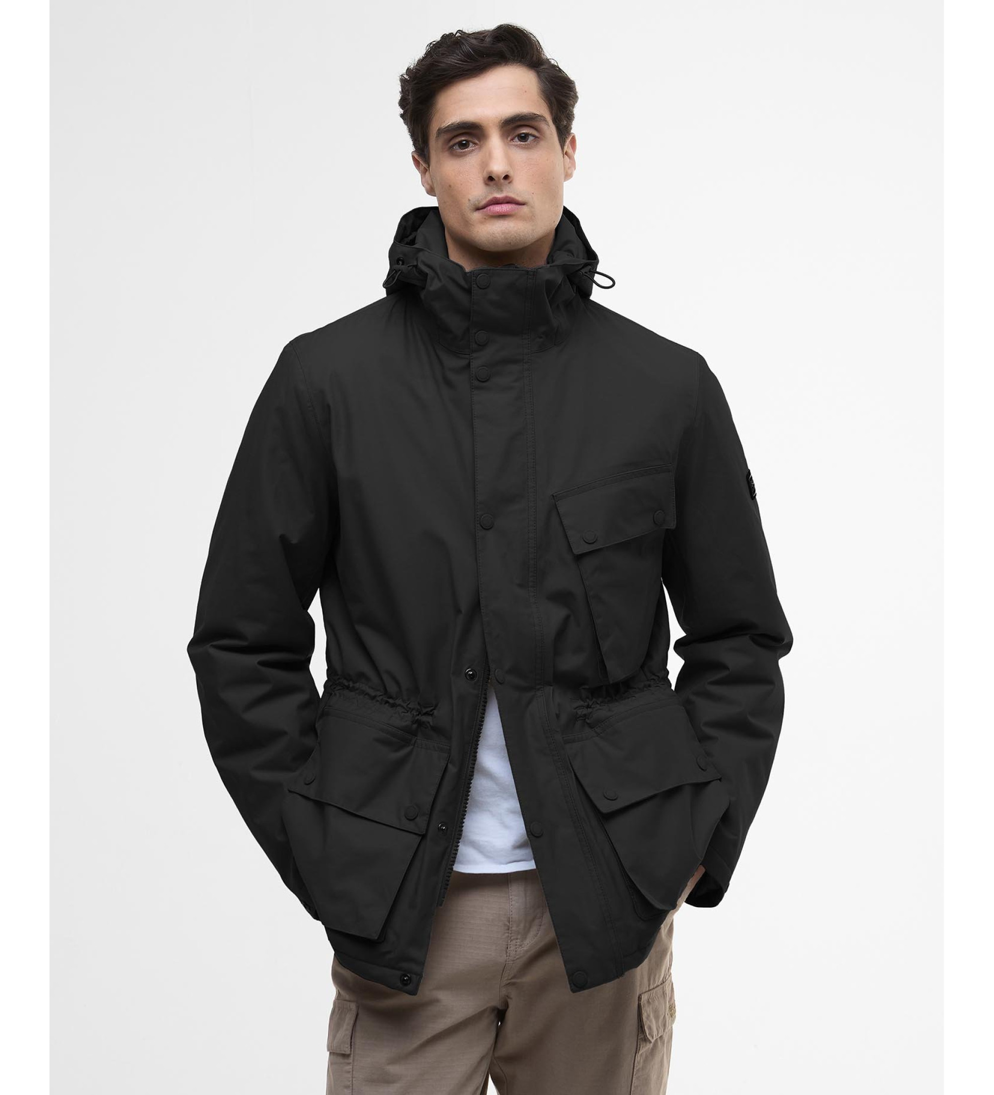Barbour international für Herren. MWB1147 Endley Jacke schwarz (L), Lässig, Baumwolle
