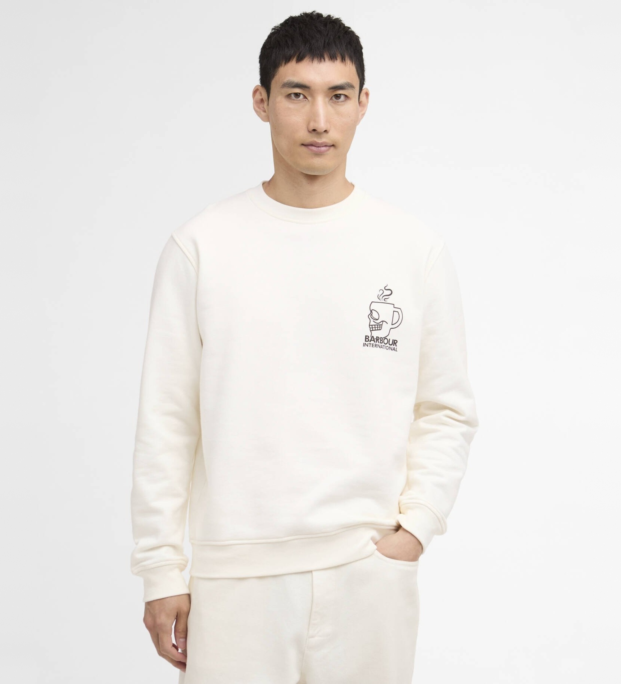 Barbour international für Herren. MOL0750 Sweatshirt Staithes off-white (M), Weiß, Lässig, Baumwolle