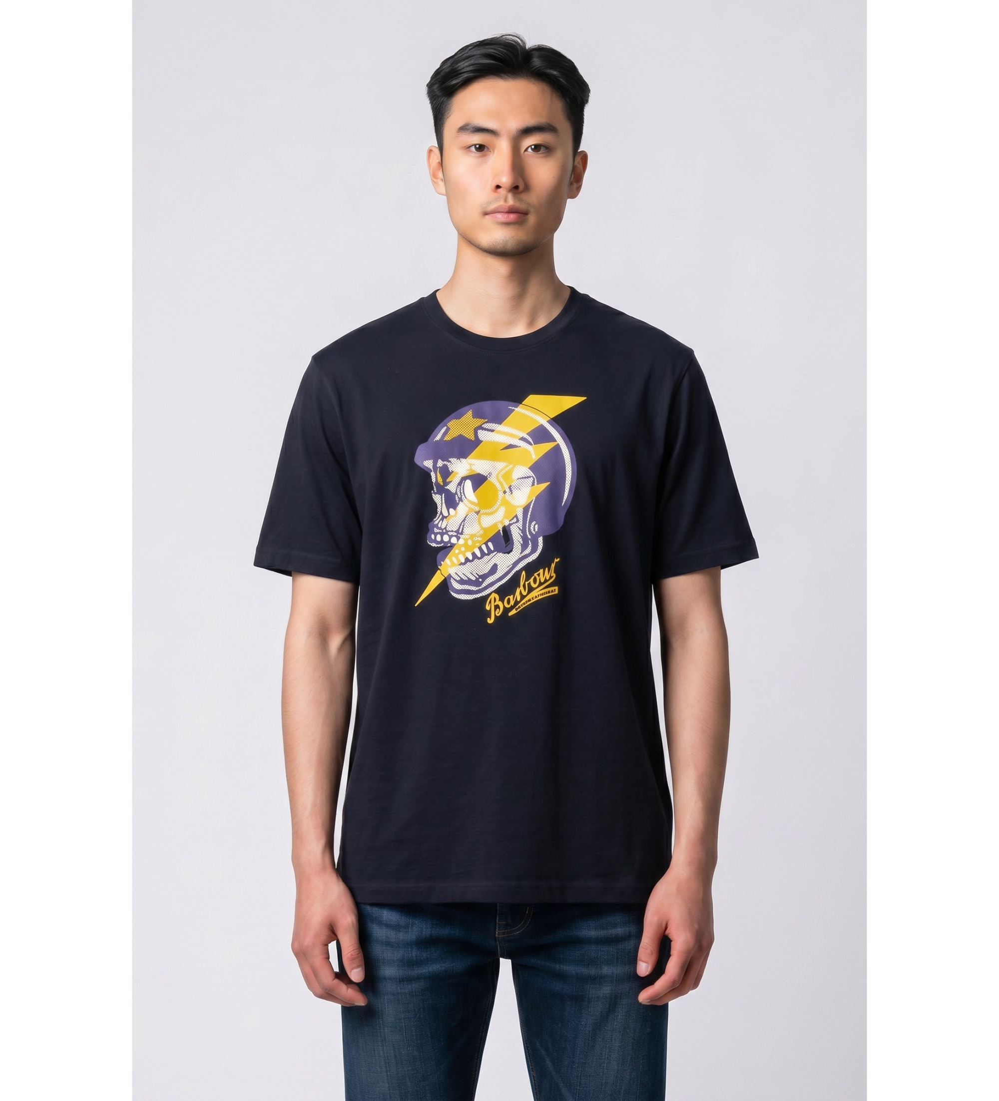 Barbour international für Herren. MTS1478 Flash T-shirt schwarz (L), Lässig, Baumwolle, Kurzarm